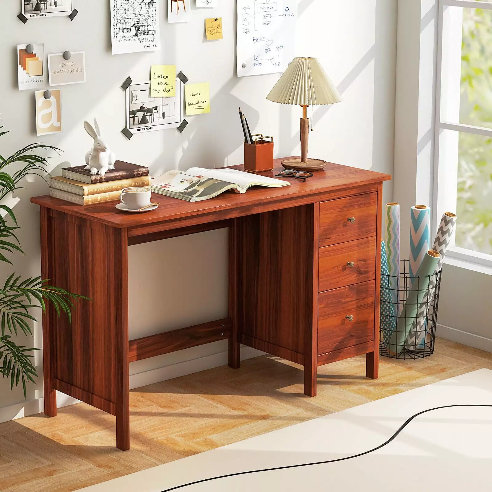 Amijoy Home Office Desk 3 Drawers 48 Inch Computer Desk PC Laptop Workstation Storage