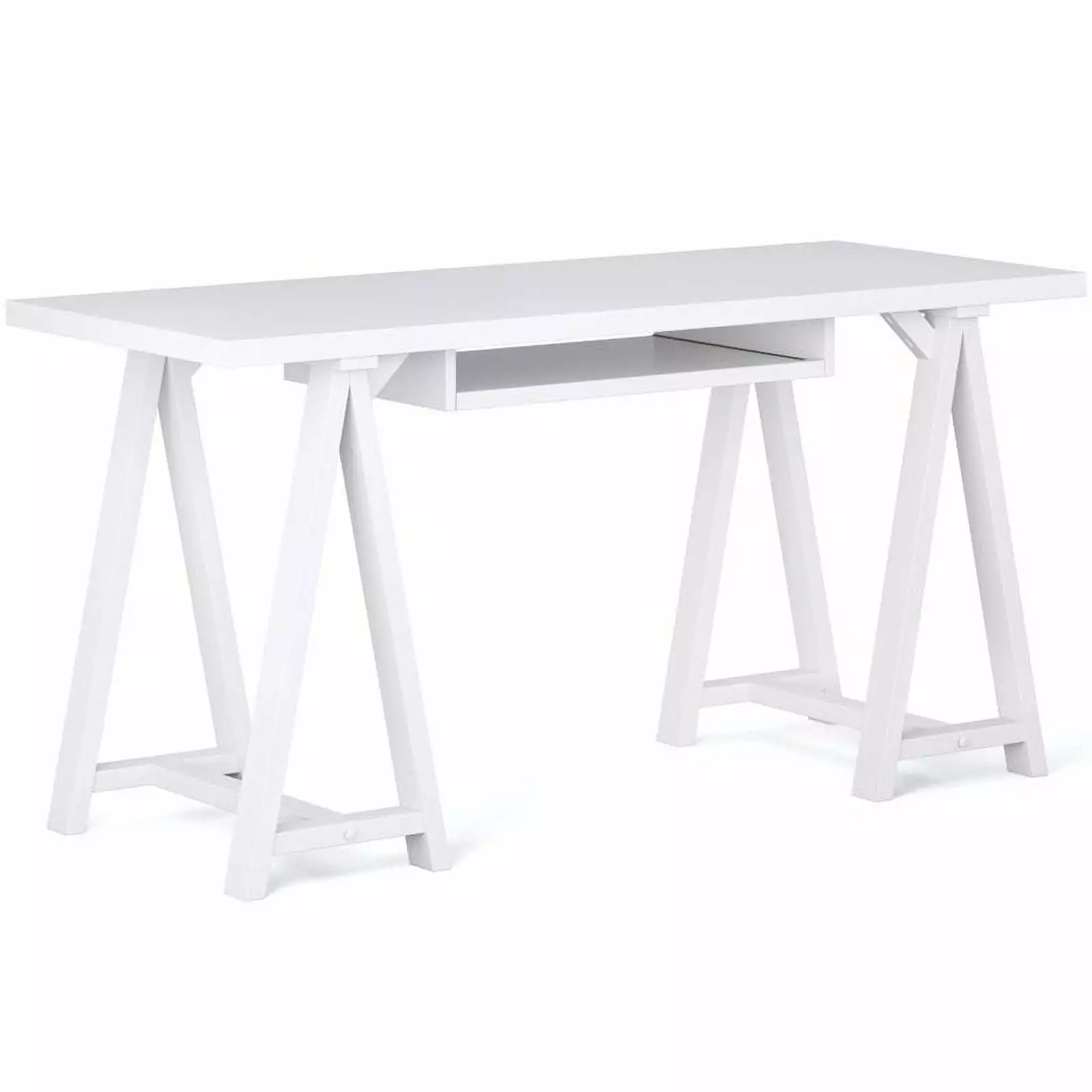 Atlin Designs 60W Modern Solid White Wood Computer Desk Contemporary Office