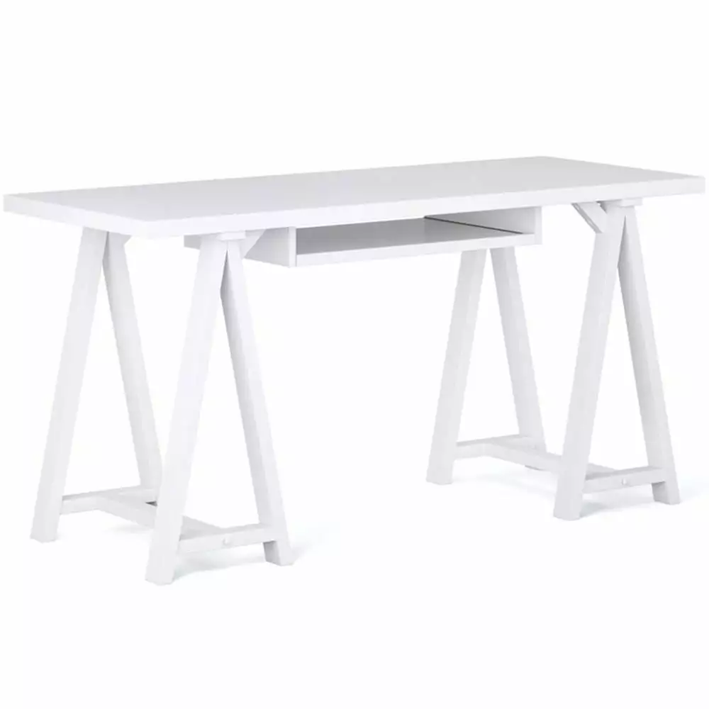 Atlin Designs 60W Modern Solid Wood Computer Desk White Minimalist Workspace