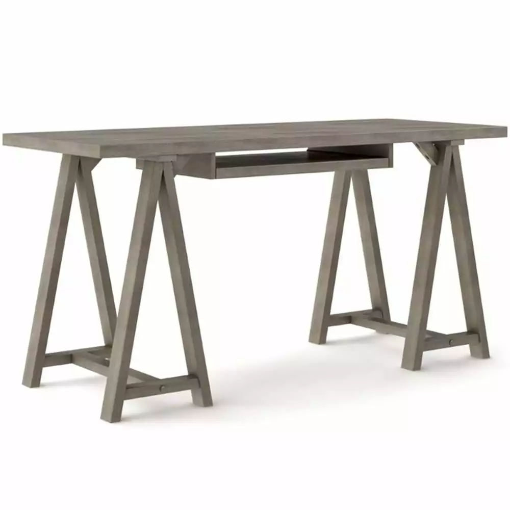 Atlin Designs 60W Modern Solid Wood Computer Desk Farmhouse Gray Office Desk