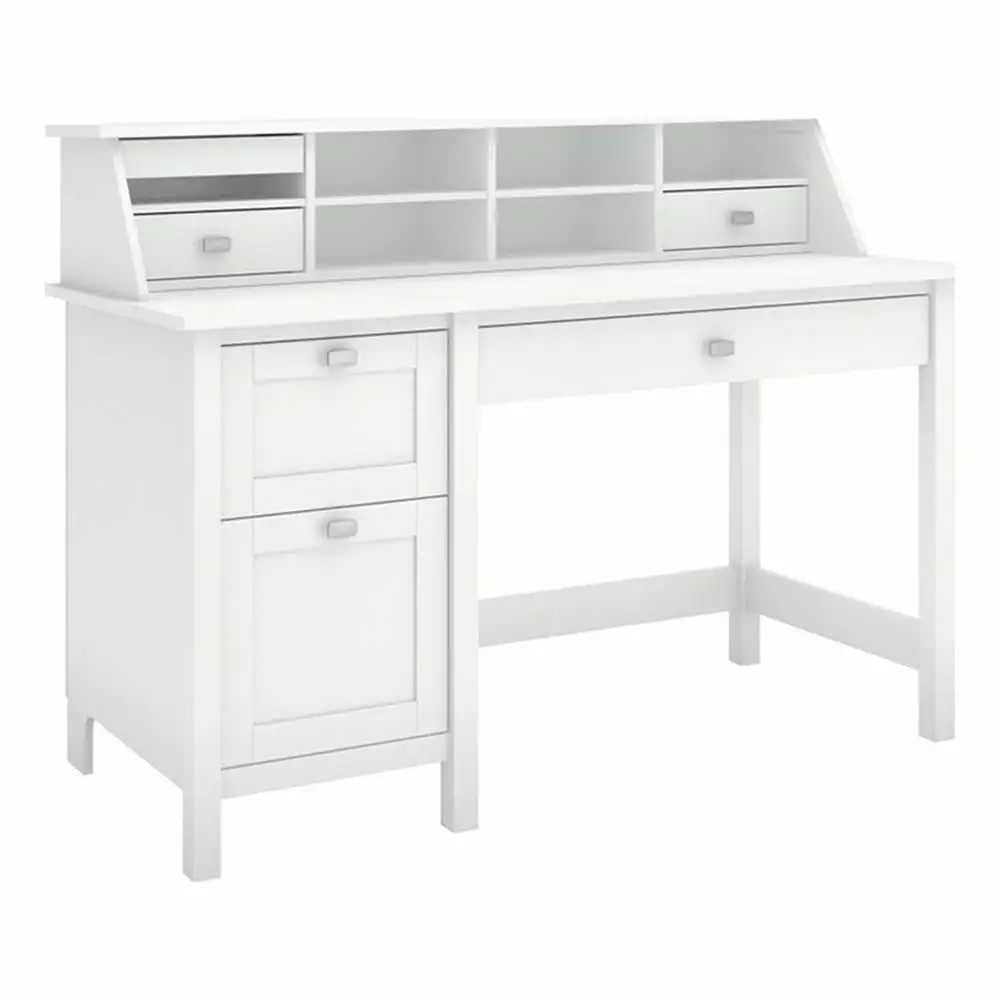 Atlin Designs Modern Wood Computer Desk 2 Drawer Pedestal White Office Desk