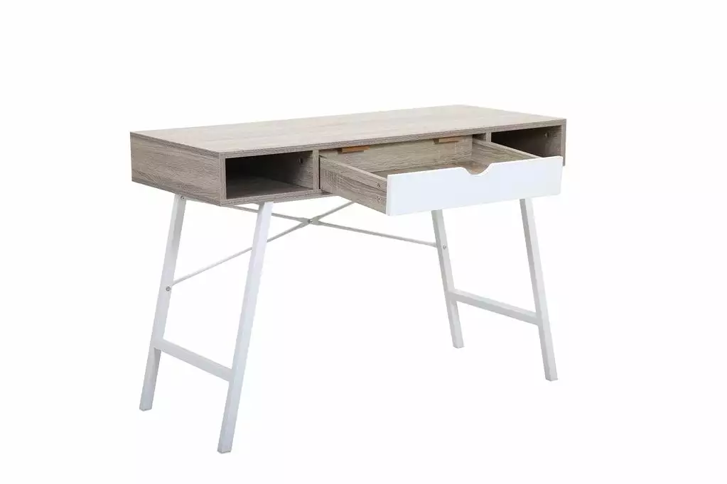 Walnut White Computer Desk Drawer Home Office Workspace Avery Oaks