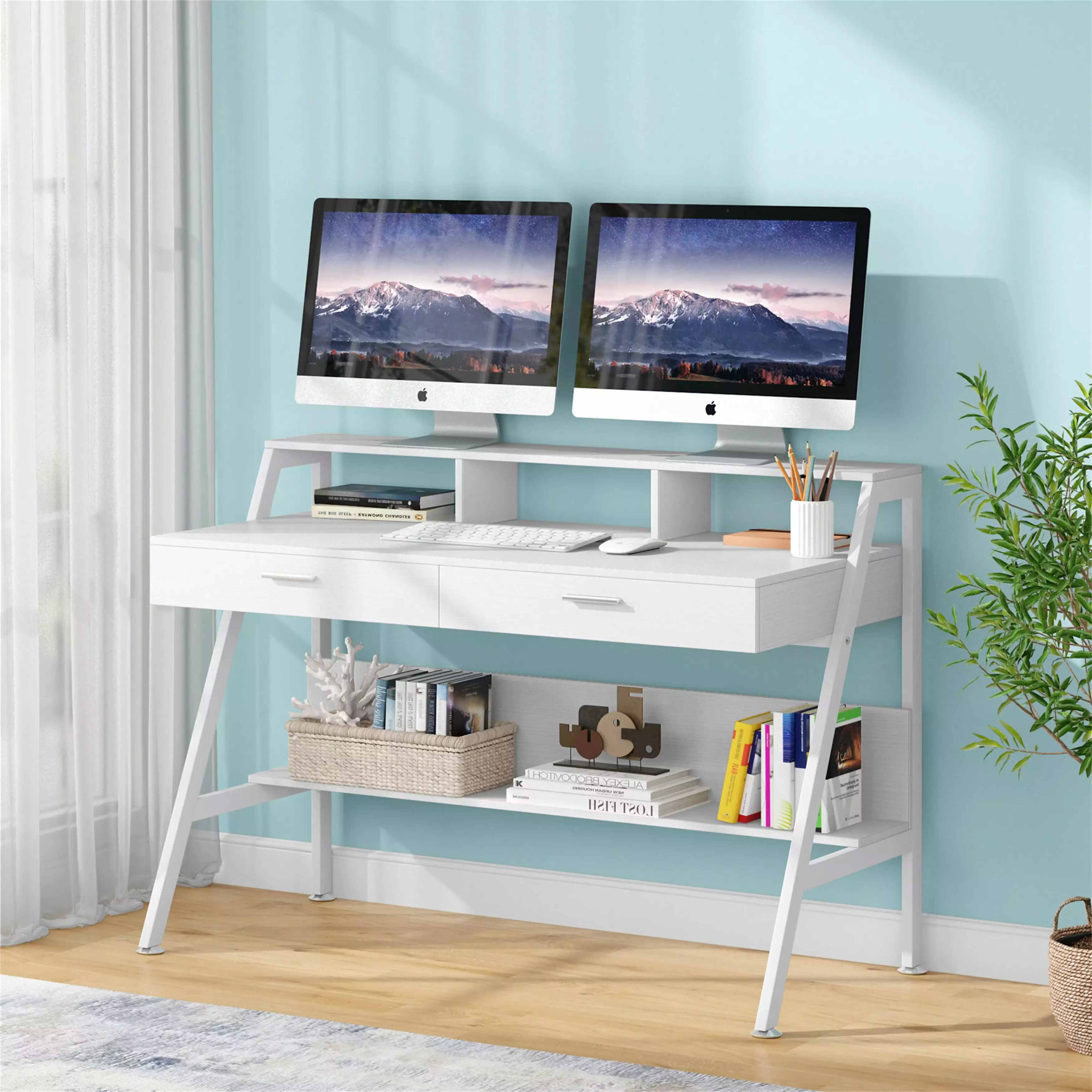 Computer Desk Drawers and Storage Monitor Hutch Shelf Office Writing Desk Bed Bath & Beyond
