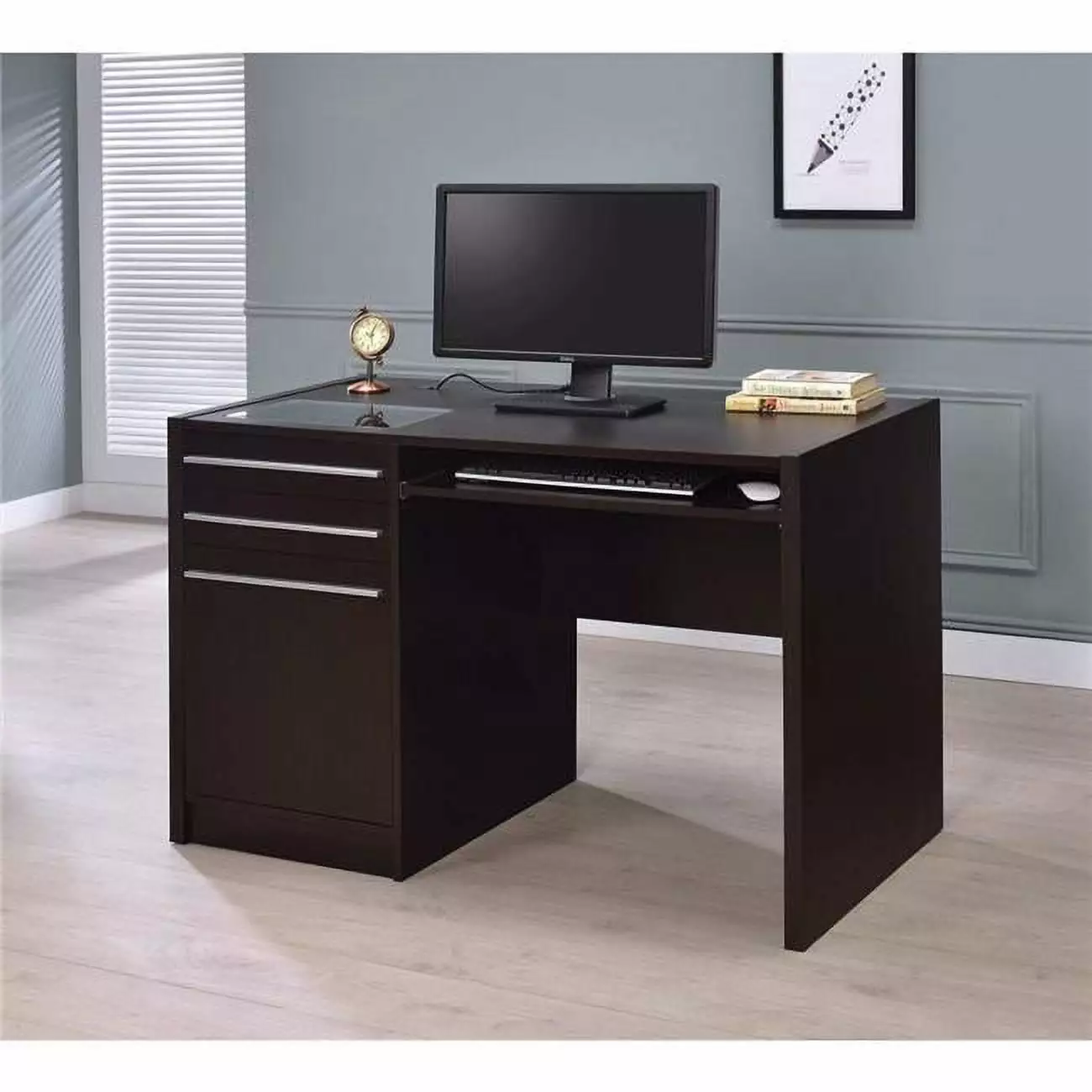 Benzara BM159079 Contemporary Wooden Connect-IT Computer Desk Brown Finish