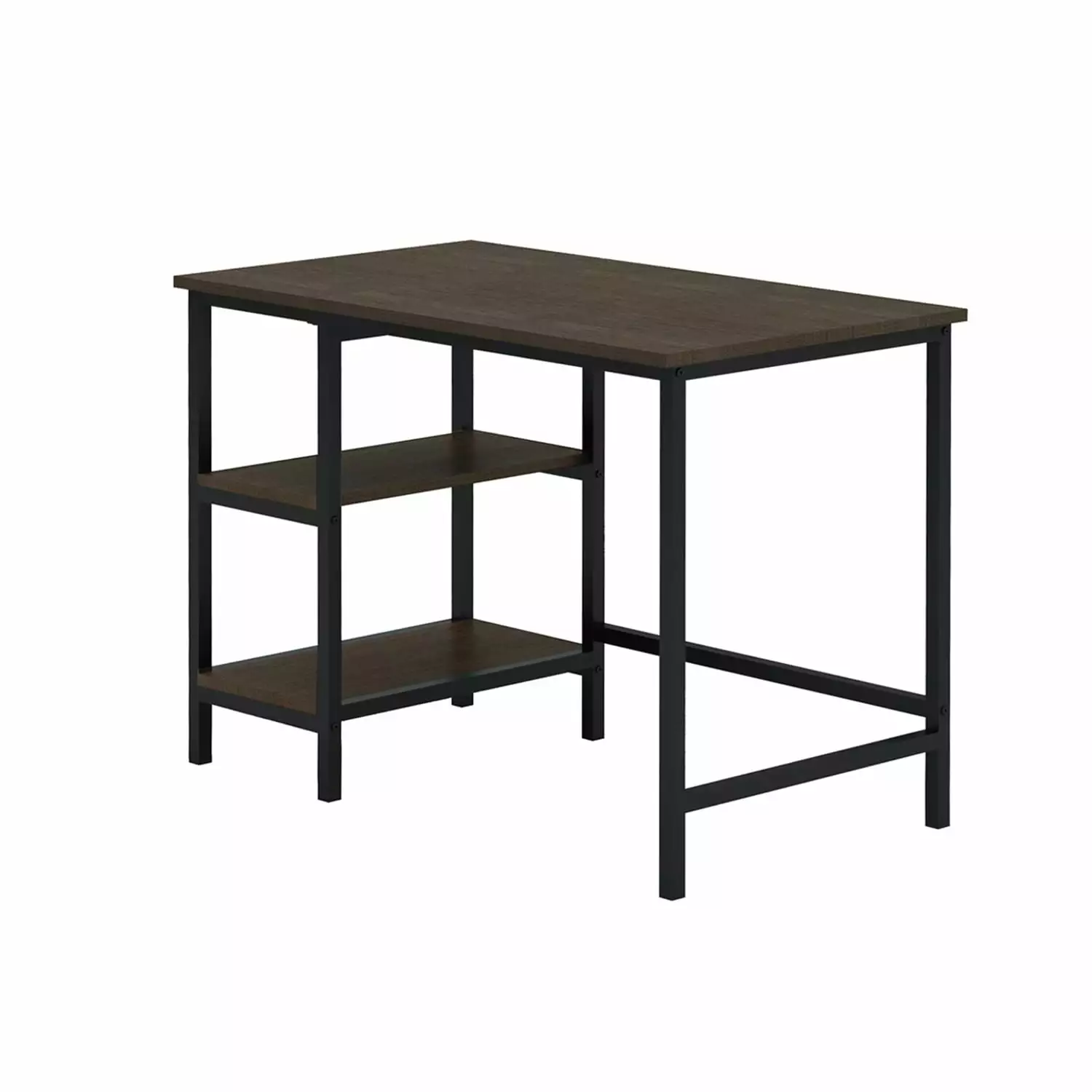 Benzara Metal and PU Study Computer Set Writing Desk and PU Chair Black