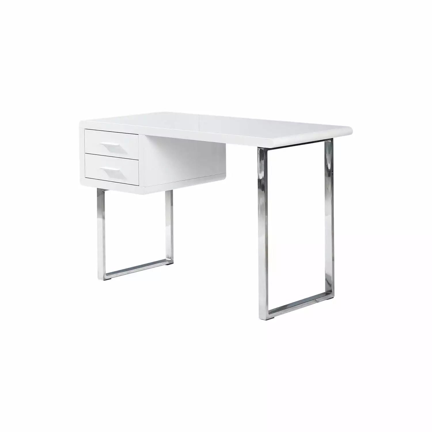 Best Master Modern 2-Drawer Poplar Wood Computer Desk White High Gloss Best Master Furniture