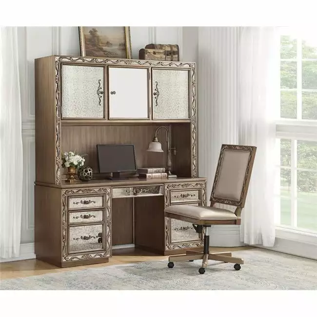 2 Piece Orianne Computer Desk & Hutch - Antique Gold Betterbeds
