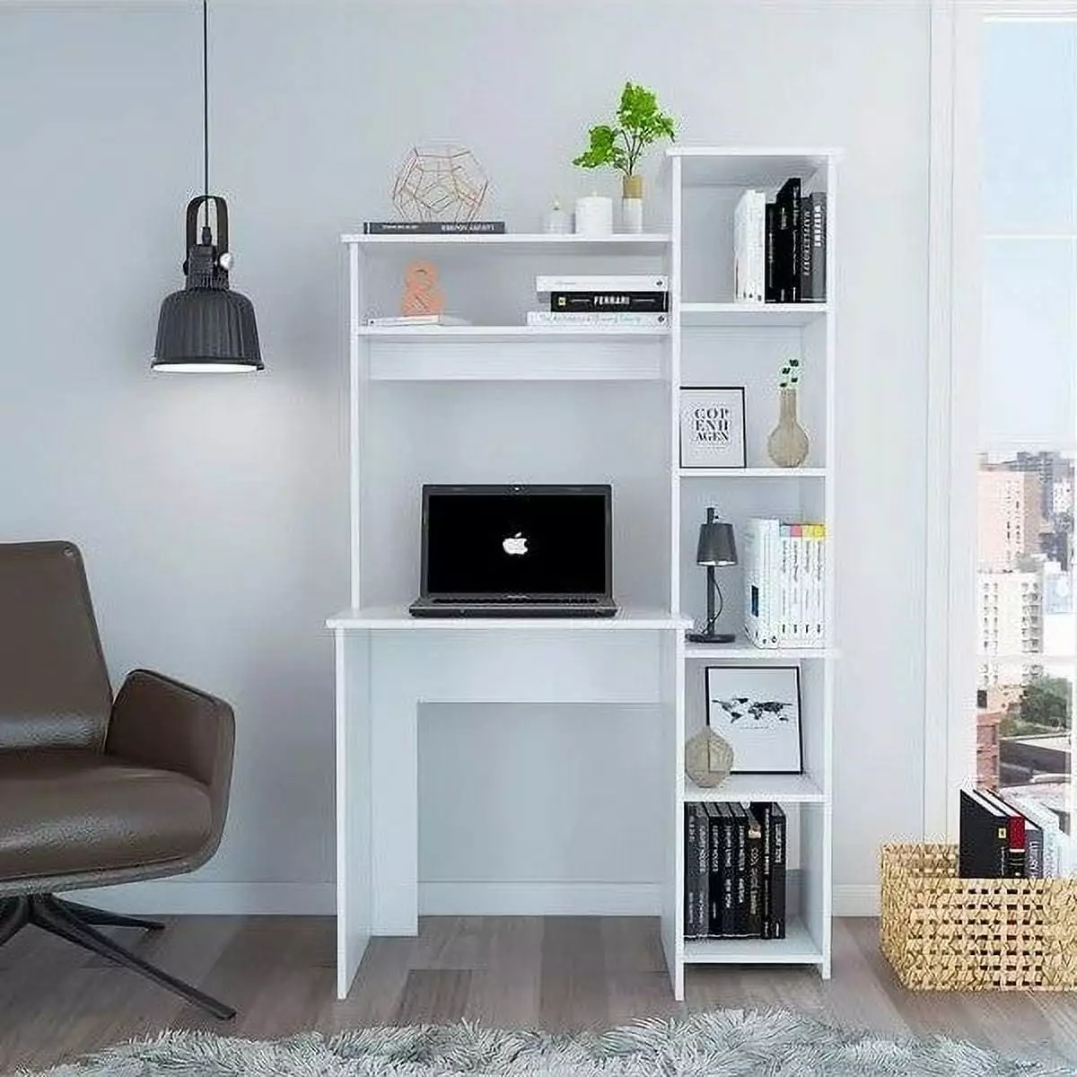 Boahaus Yerevan White Computer Desk Small Spaces