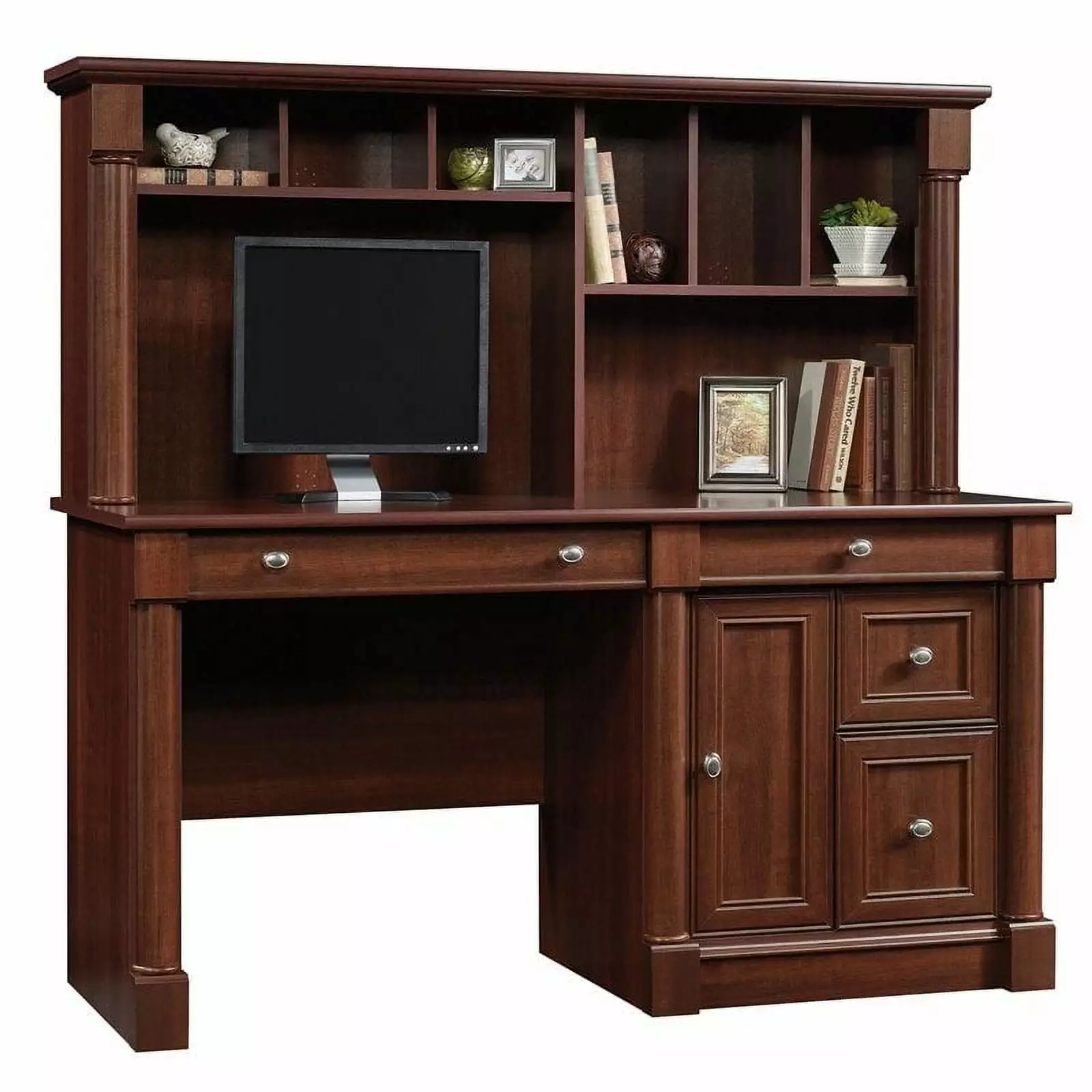 Bowery Hill Computer Desk Hutch Cherry