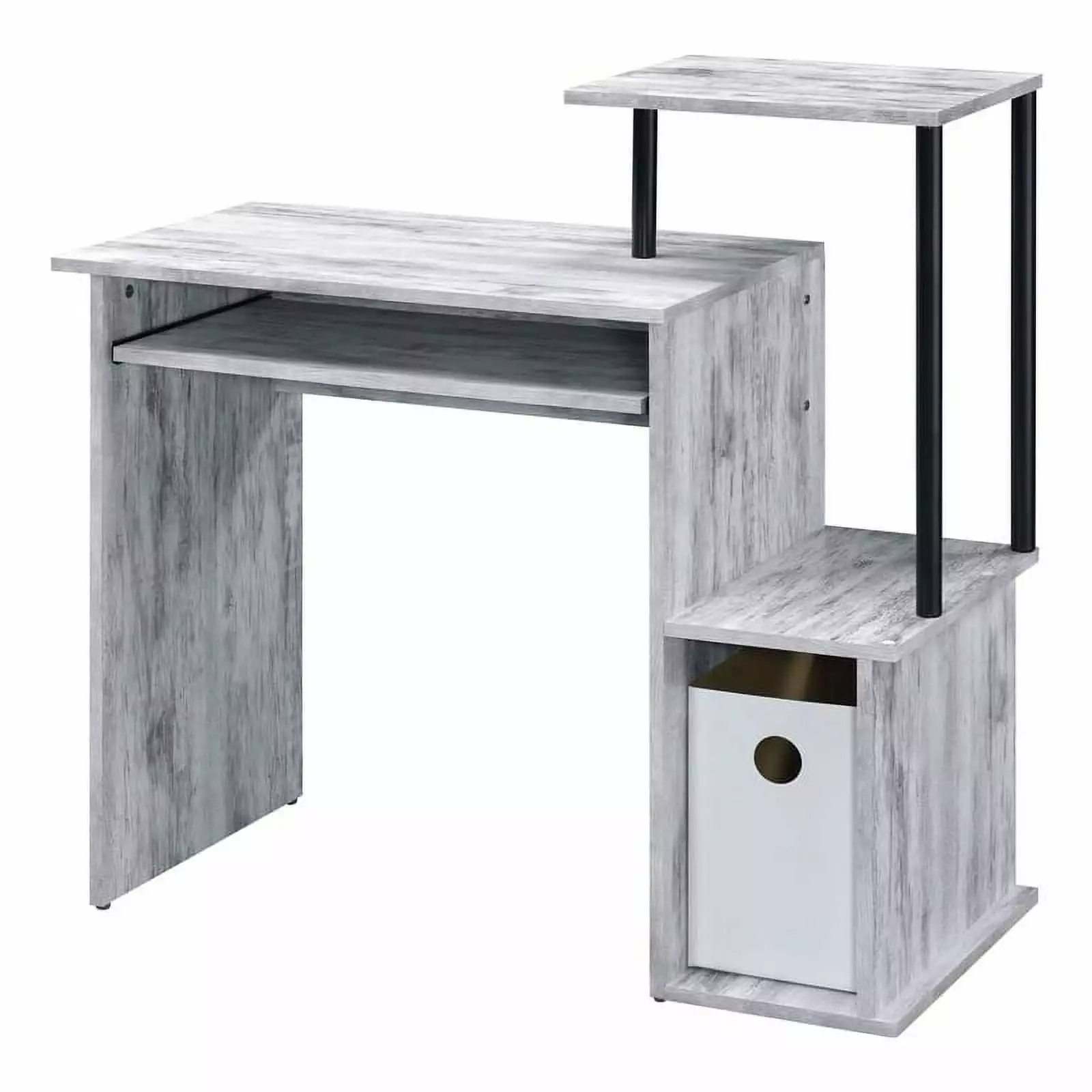 Bowery Hill Contemporary Wood Computer Desk Antique White and Black