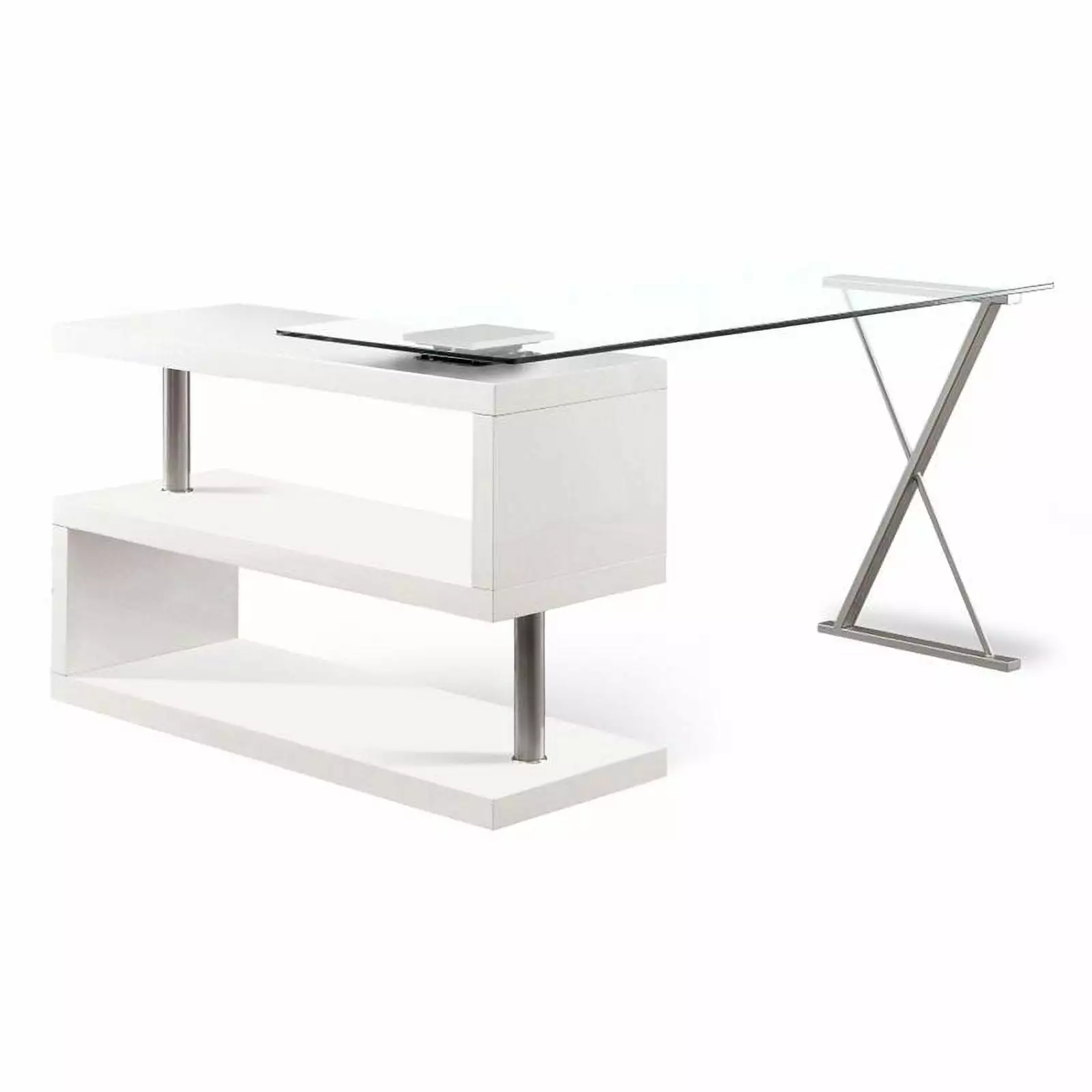 Bowery Hill Modern Metal Swivel Computer Desk White