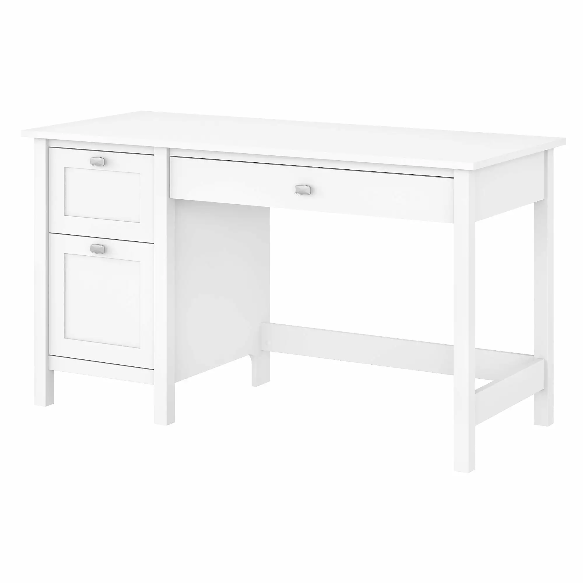 Broadview 54W Computer Desk 1 File Drawer and 2 Storage Drawers Pure White Bush Furniture