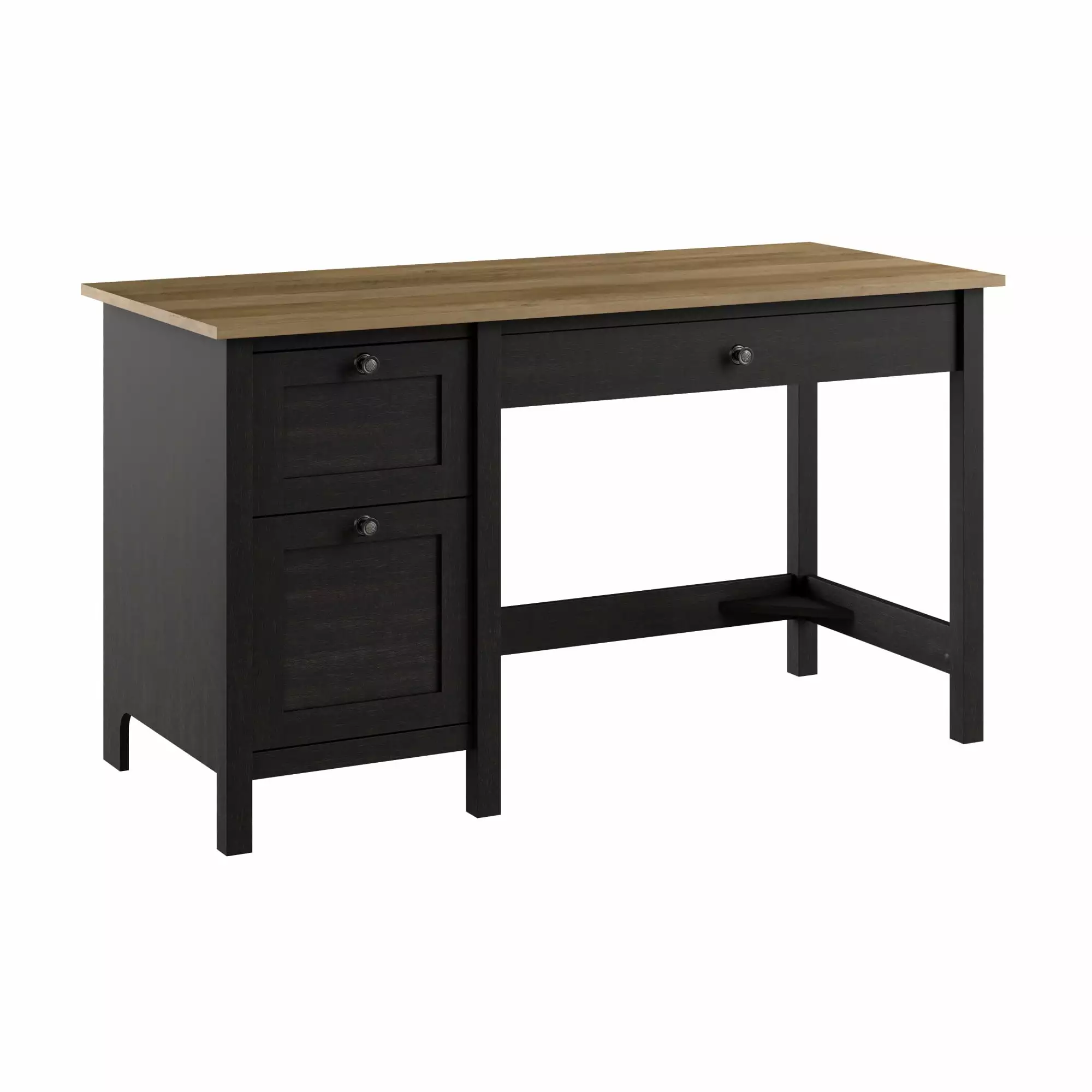 Bush Furniture Mayfield 54W Computer Desk Vintage Black Reclaimed Pine