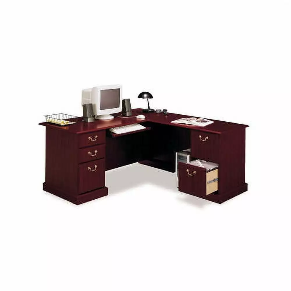 Bush Furniture Saratoga L Shaped Computer Desk Drawers and Keyboard Tray