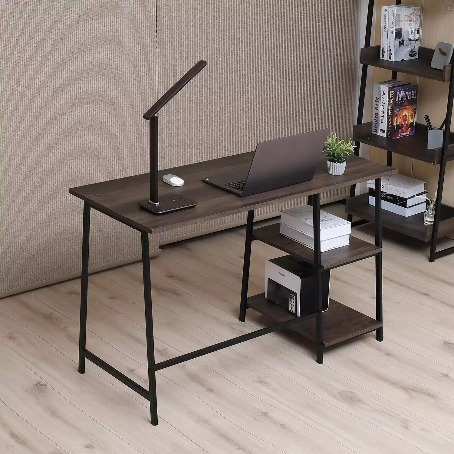 Caffoz 48 Computer Desk Storage Shelf Smoky Oak
