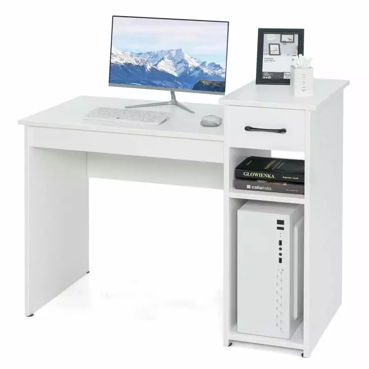 Canddidliike Computer Desk PC Laptop Table Drawer and Shelf-White. Gaming Desk. Gaming Computer Desks Study.Working.Writing