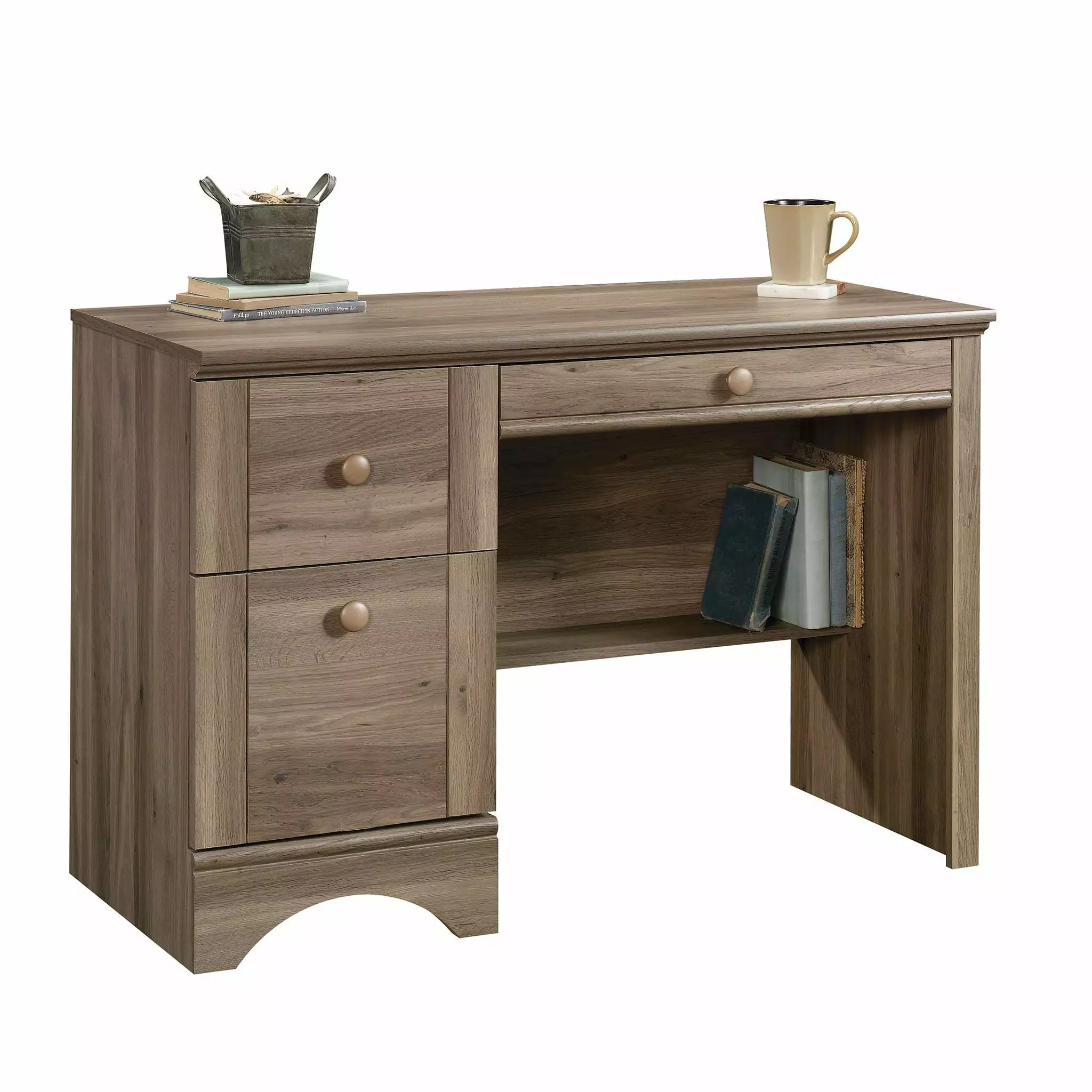 CasaSole 44 Inch Wide Computer Desk Salt Oak Finish