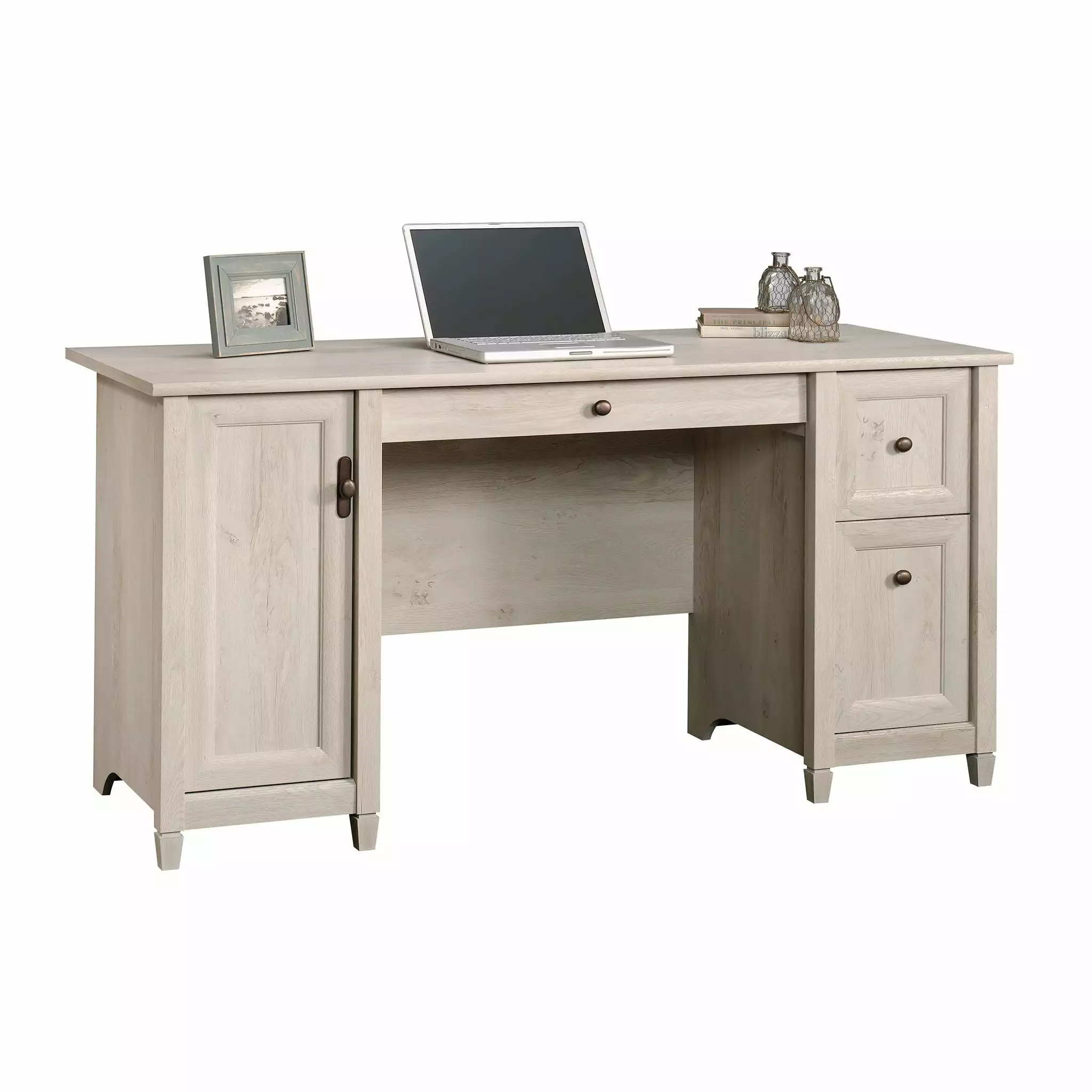 CasaSole 59 Wide Computer Desk Chalked Chestnut