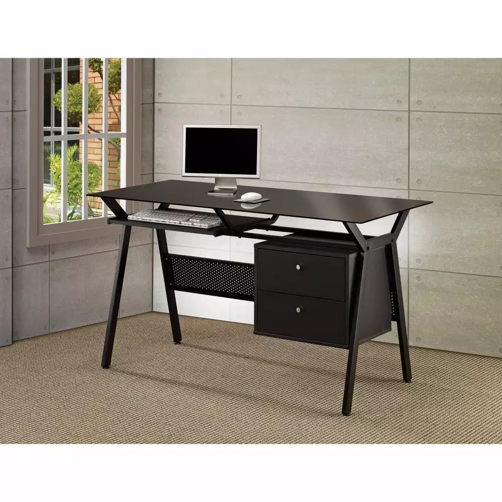 Weaving 2-drawer Computer Desk Black Modern Home Office Desk Coaster Company