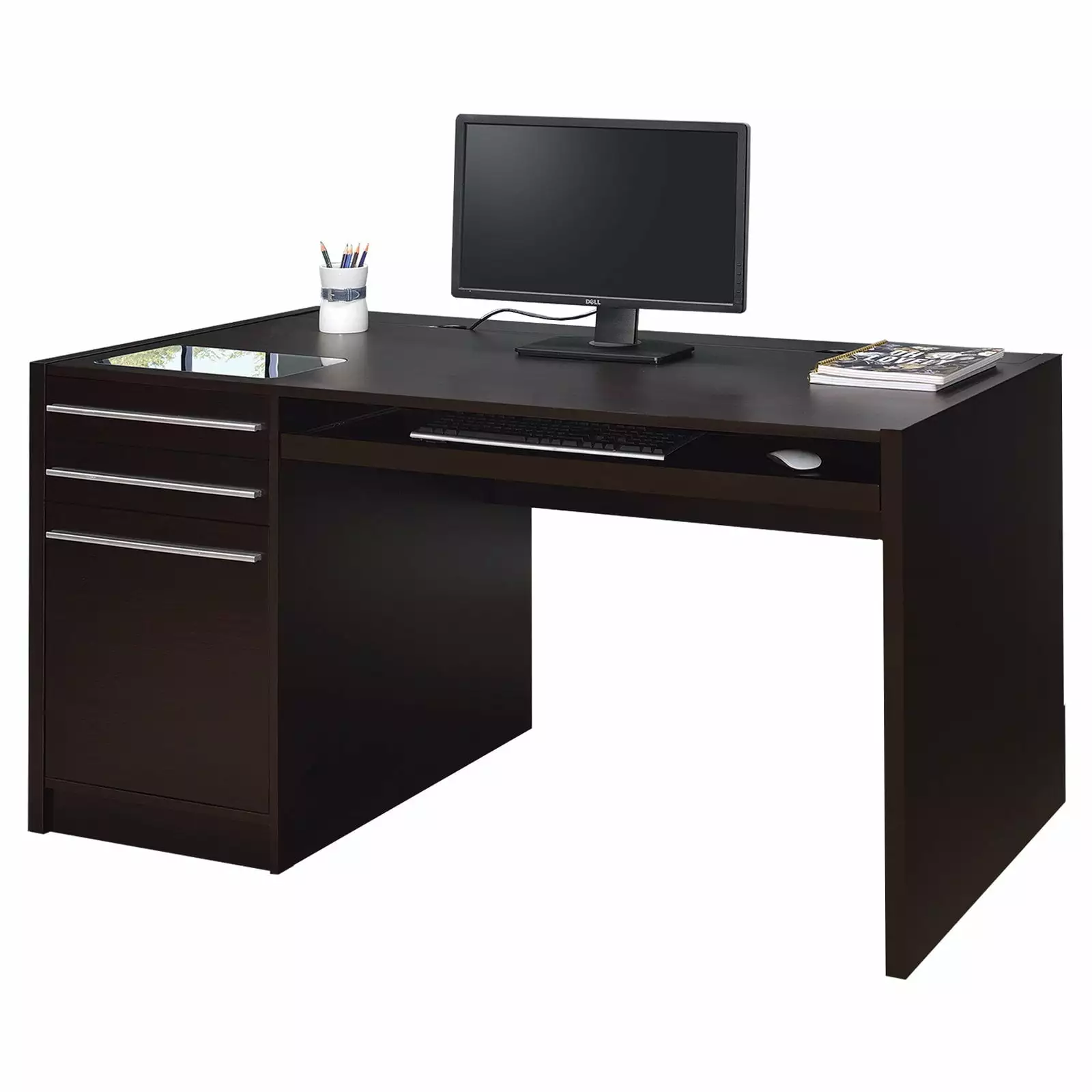 Benjara 30 Contemporary Brown Wood Connect IT Computer Desk Convenience Concepts