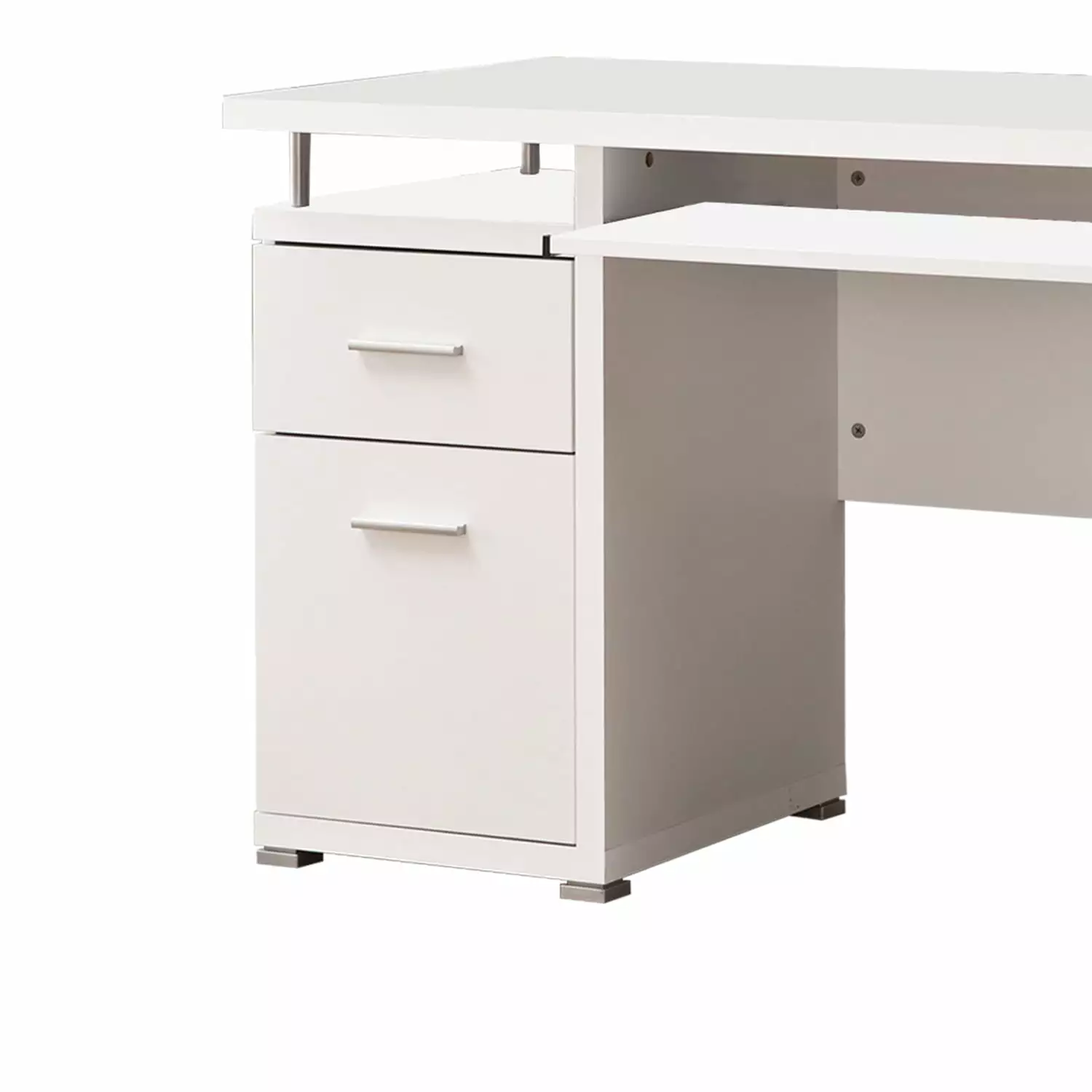 Benzara 29.5 x 55 x 23.5 Elegant White Computer Desk Efficient Storage Convenience Concepts