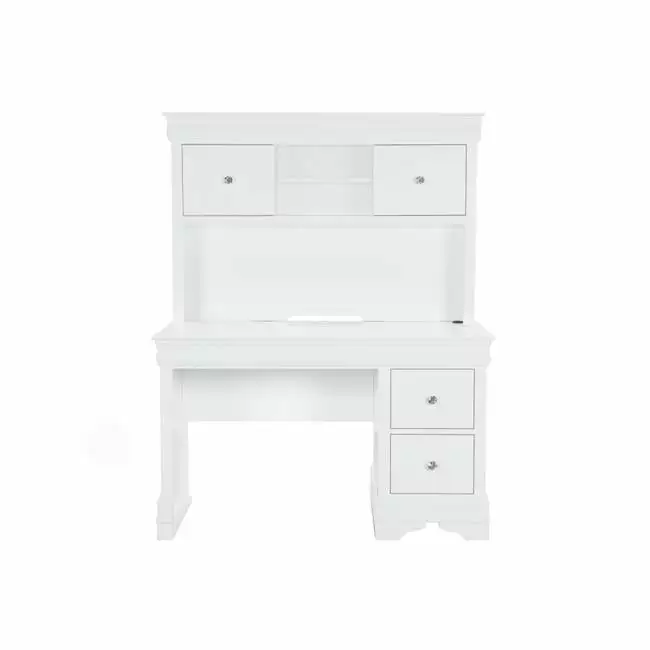 POMPEI Metallic White Desk Hutch Home Office Convenience Concepts