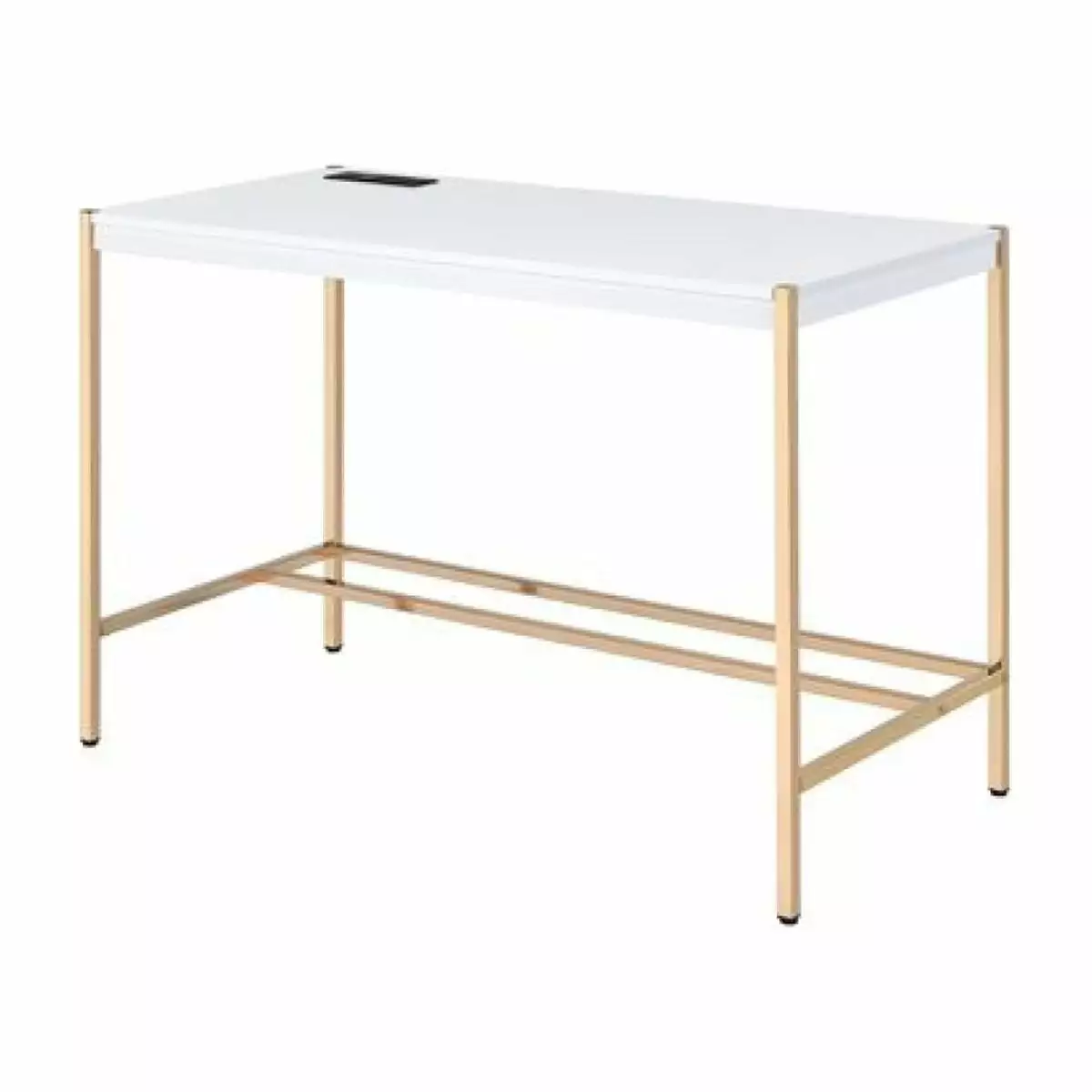 Writing Desk USB Dock and Metal Legs White Rose Gold Convenience Concepts