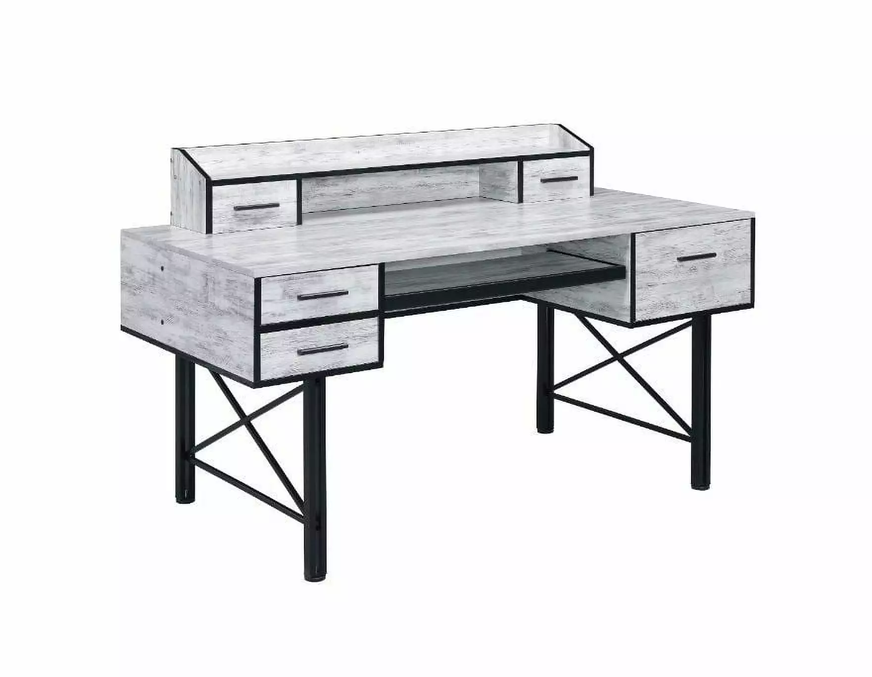 CoSoTower Computer Desk Antique White Black Finish Modern Workstation Home Office