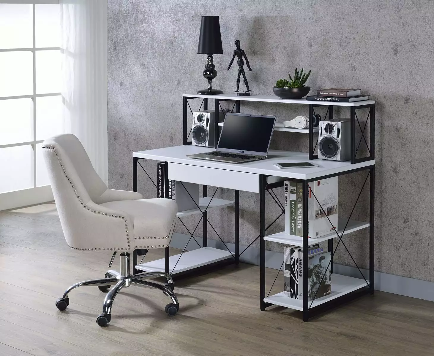CoSoTower Desk White and Black