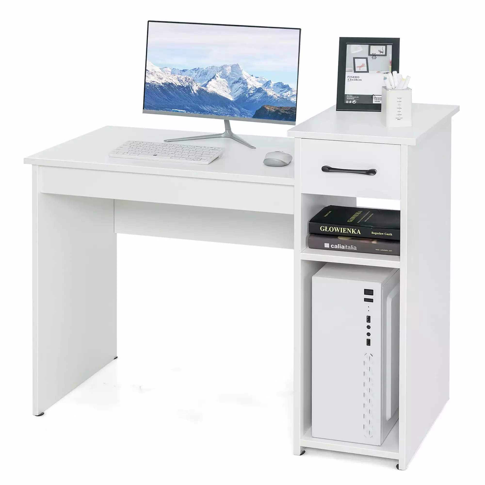 Costway Computer Desk PC Laptop Table Drawer and Shelf Home Office Furniture