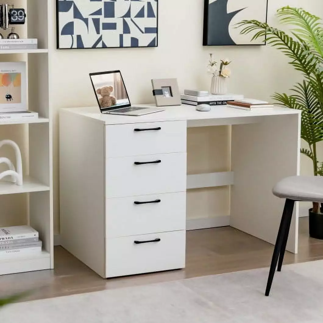 43.5 Inch White Computer Desk 4 Large Drawers Home Office CostwayINC