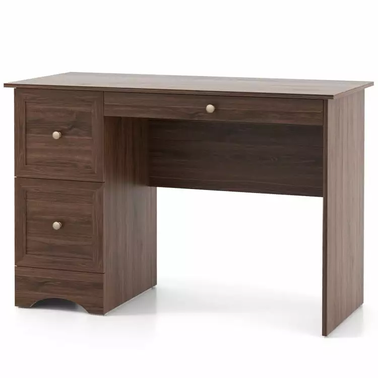 Wooden Vintage Computer Desk 3 Drawers Home and Office Classic Style CostwayINC
