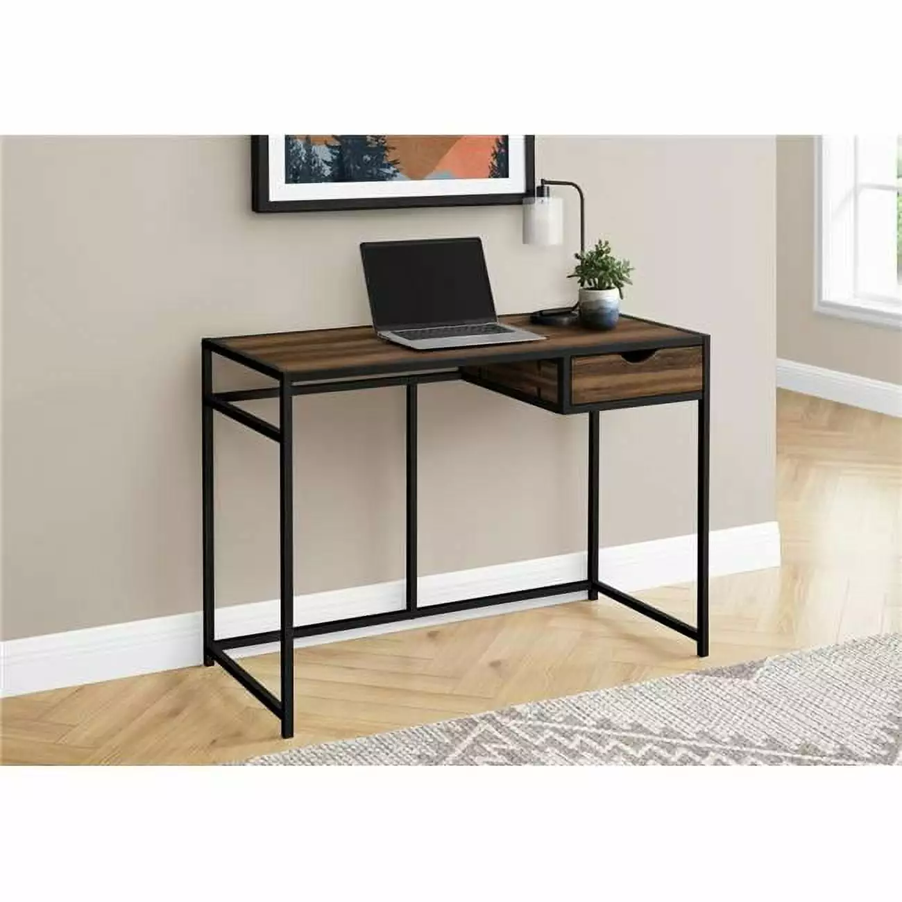 42 Metal Computer Desk Brown Reclaimed Black Daphne's Dinnette