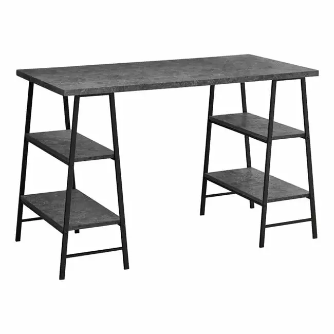 48 Metal Stone Look Computer Desk Grey Black Daphne's Dinnette