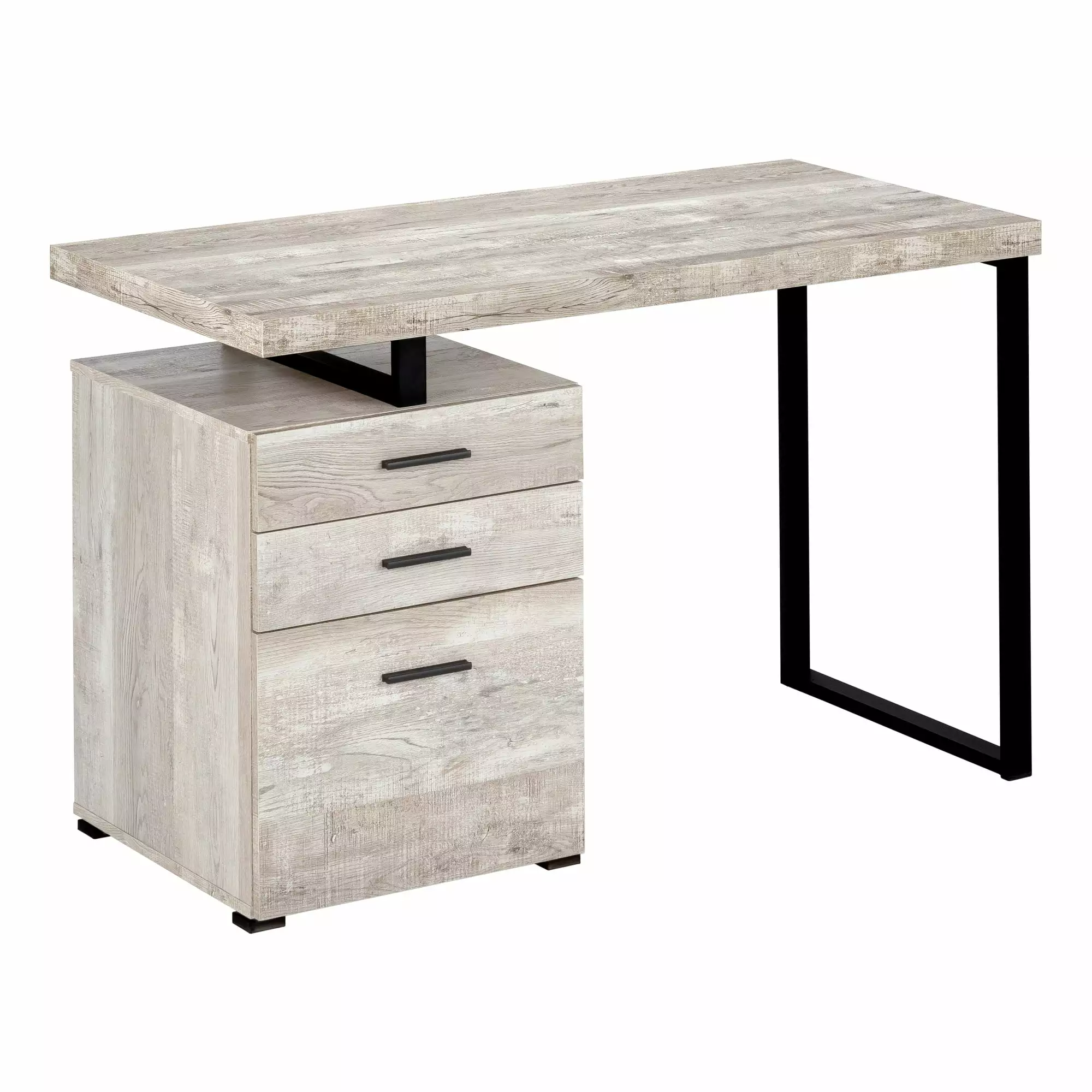 Ergode Computer Desk 48 Inch Taupe Reclaimed Wood and Black Metal