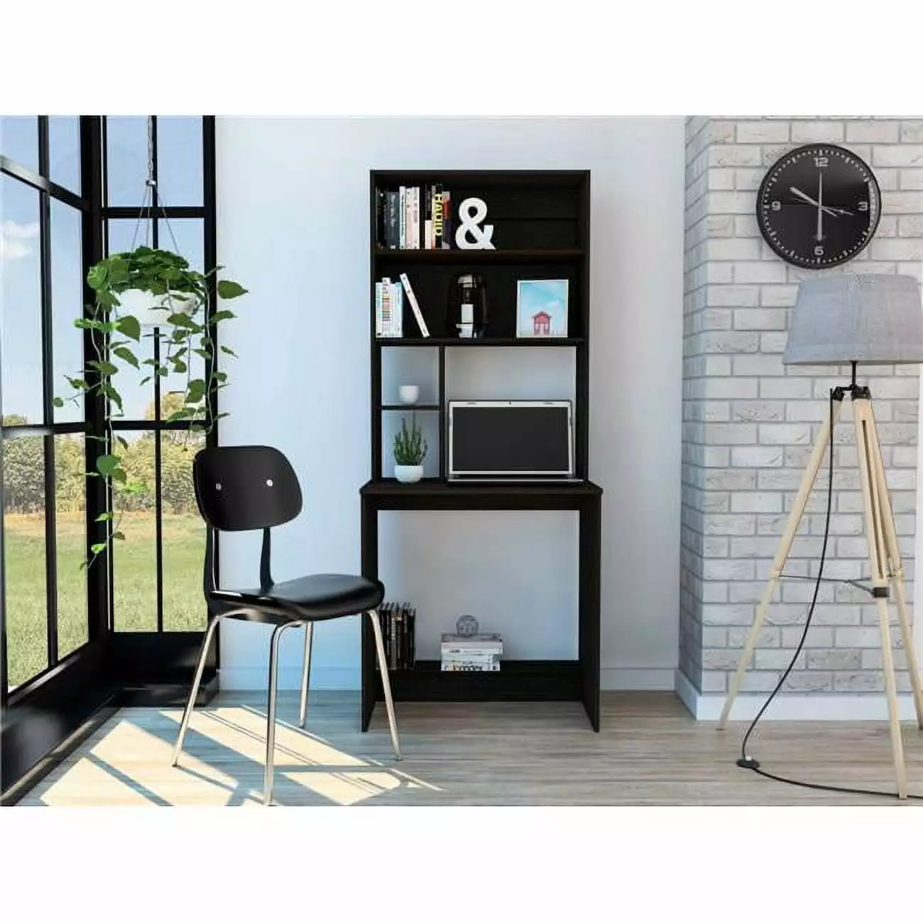 Milo Black Computer Desk Hutch Home Office Fancy Fixtures