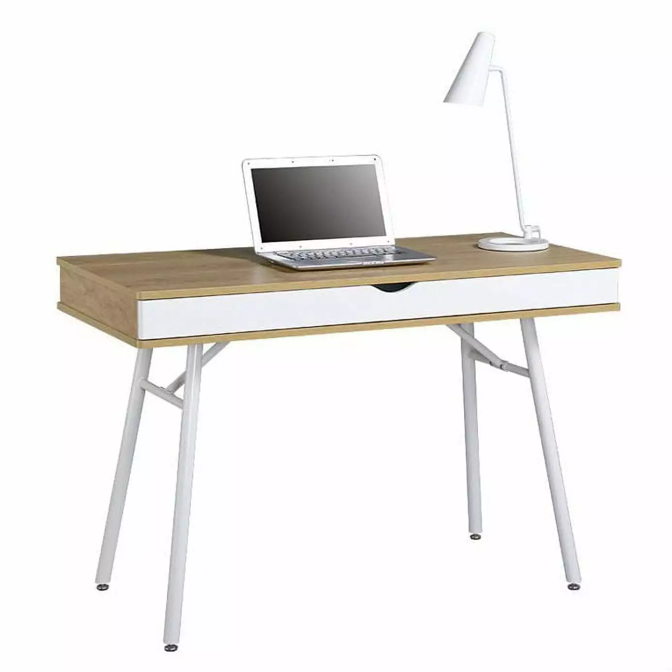 Modern Heavy Duty Laptop Computer Desk Storage Drawer Pine Wood Finish Fast Furnishing