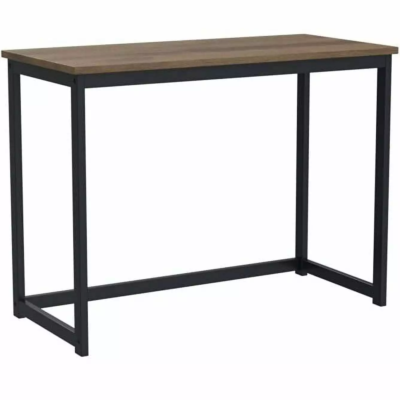 Small Home Office Modern Laptop Computer Desk Table Metal Frame Brown Wood Top Compact Workspace Fast Furnishing