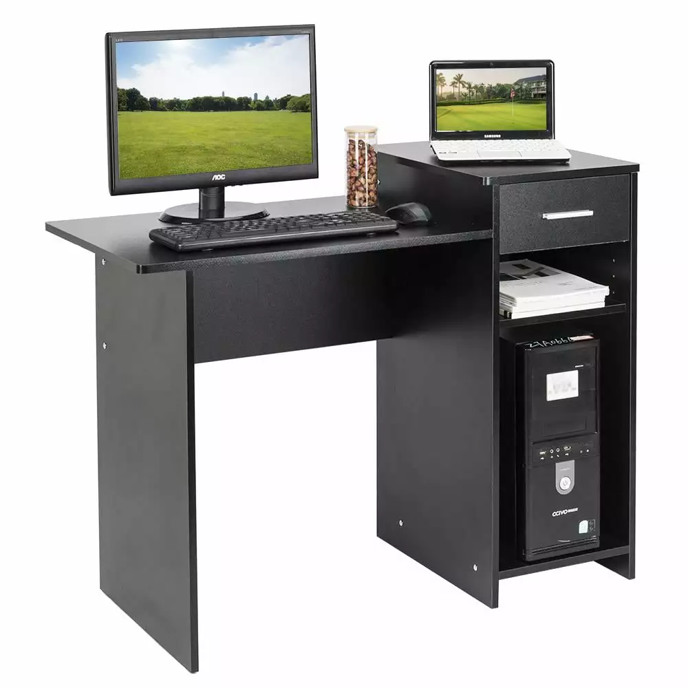 SalonMore Computer Desk Modern Sturdy Office Table Black FCH