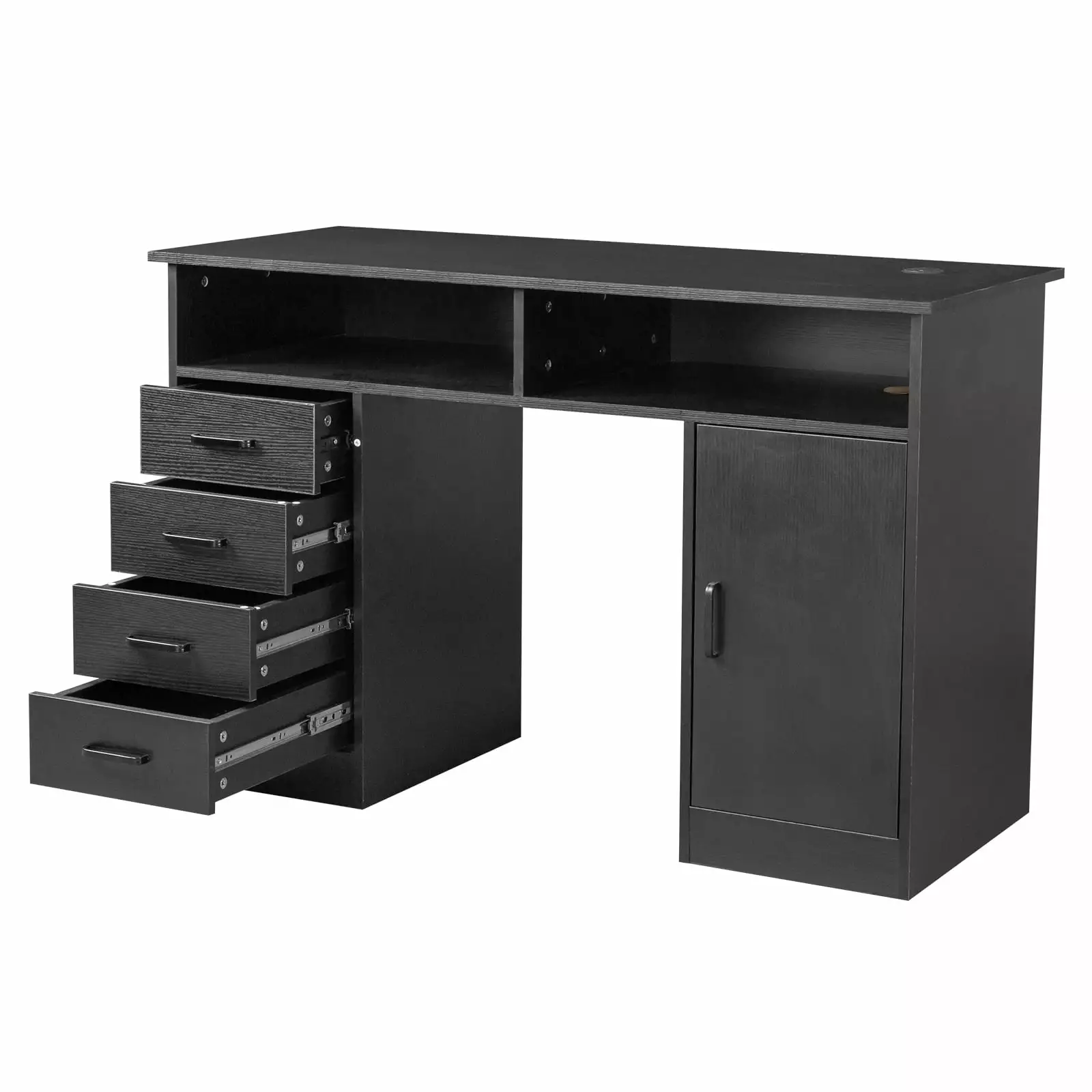 SamyoHome Chipboard Computer Desk Black Drawer Keyboard Tray Work Table FCH