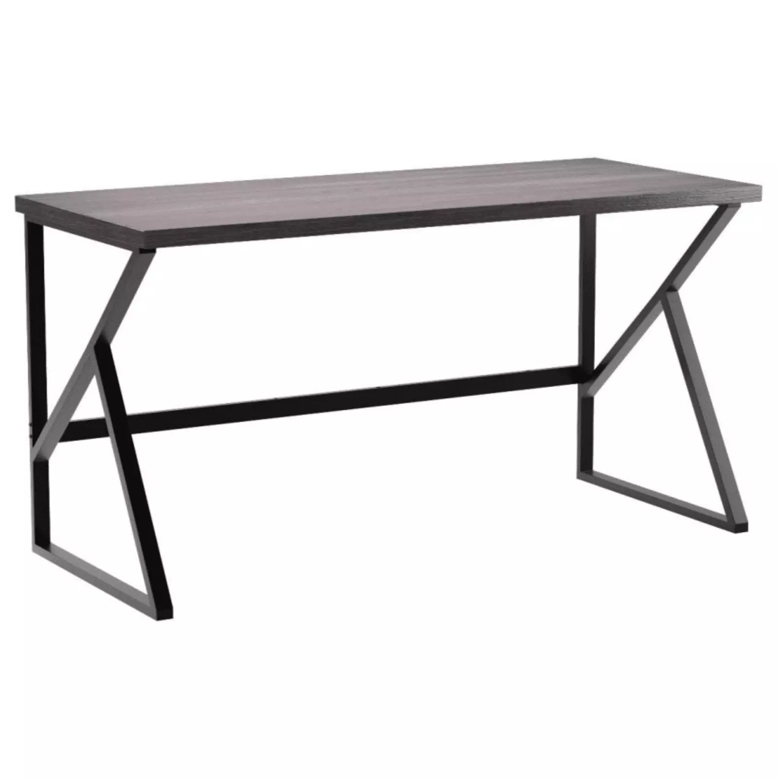 Metal and Wood Computer Desk Modern 55 Inch Wide Desk Living Room Bedroom Grey Home Office Desk FHWM1