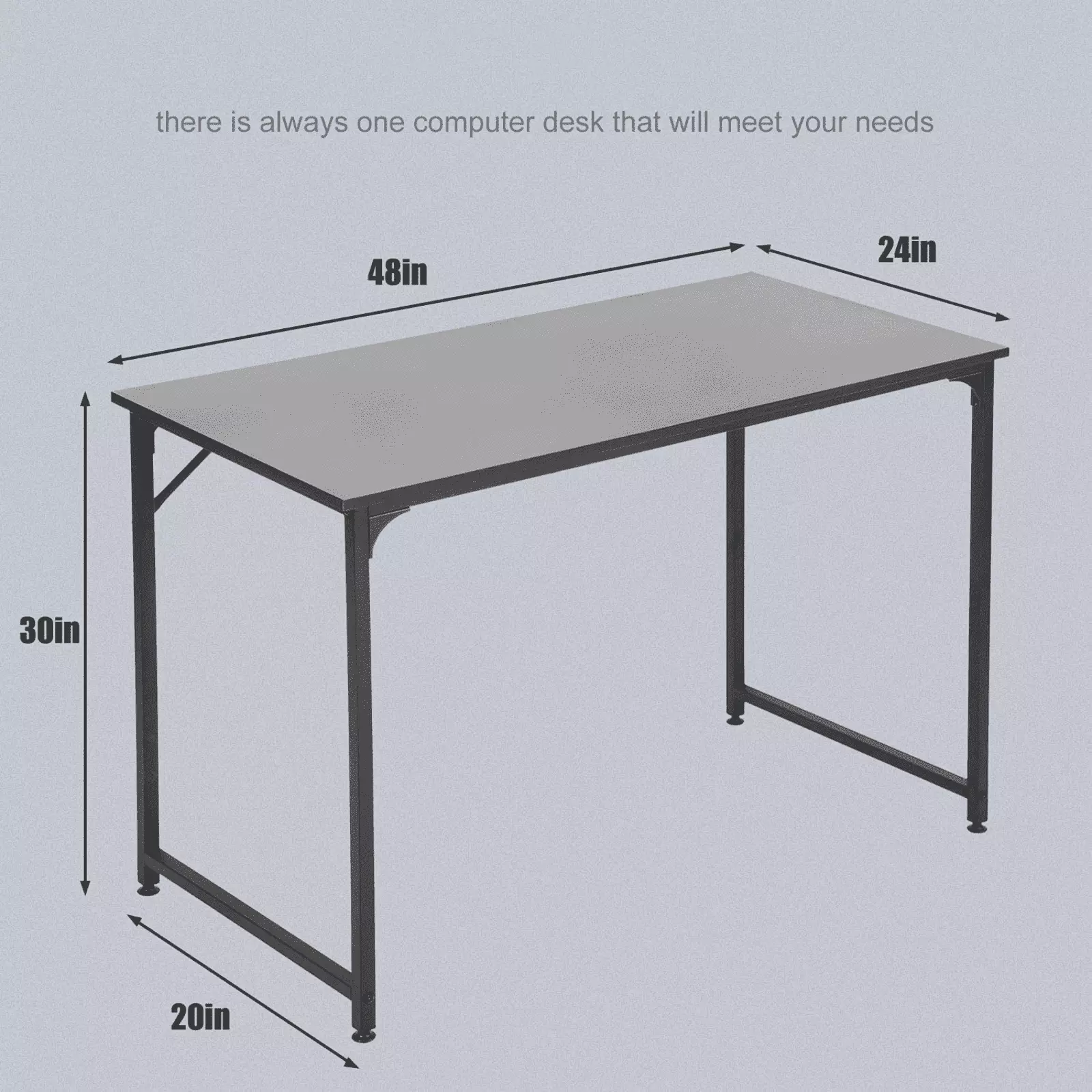 47 Inch Black Computer Desk Metal Frame Sturdy Durable Adjustable Design Adults FHWM2