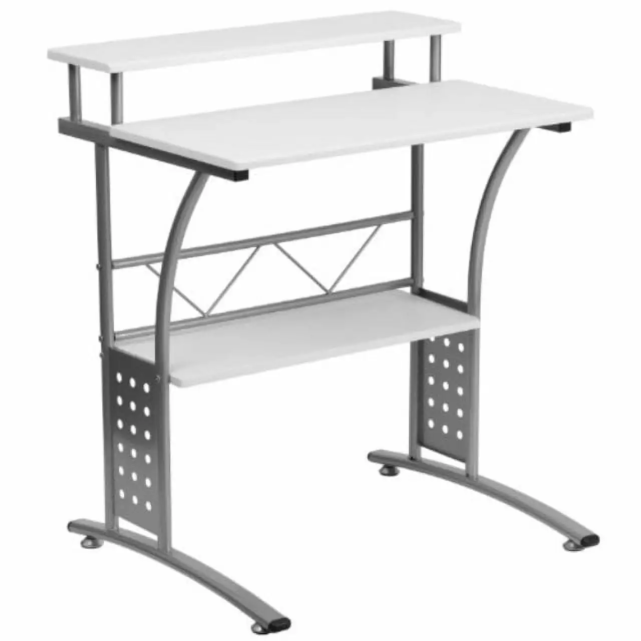 Flash Furniture Clifton Computer Desk White Raised Monitor Shelf