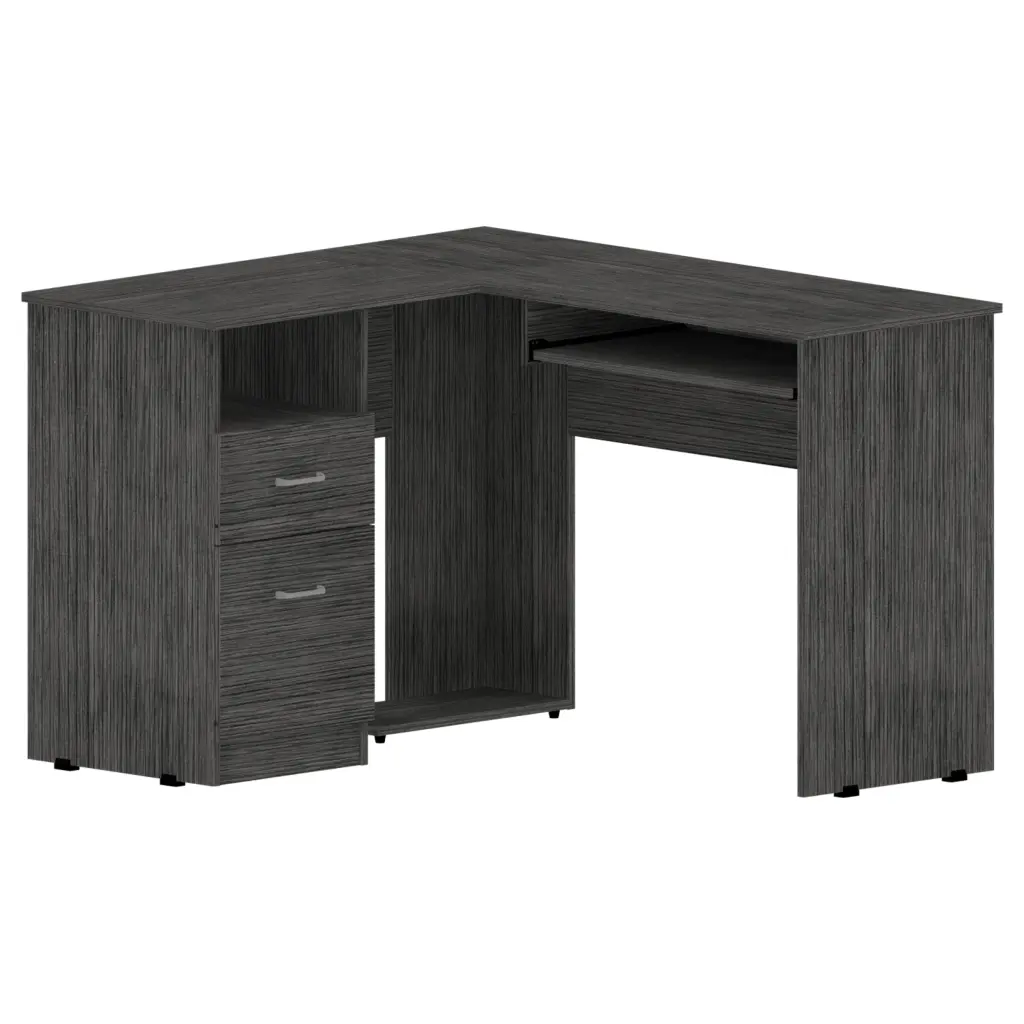 Raleigh L Influenced Desk Two Drawers One Shelf and CPU Storage Brown fm furniture