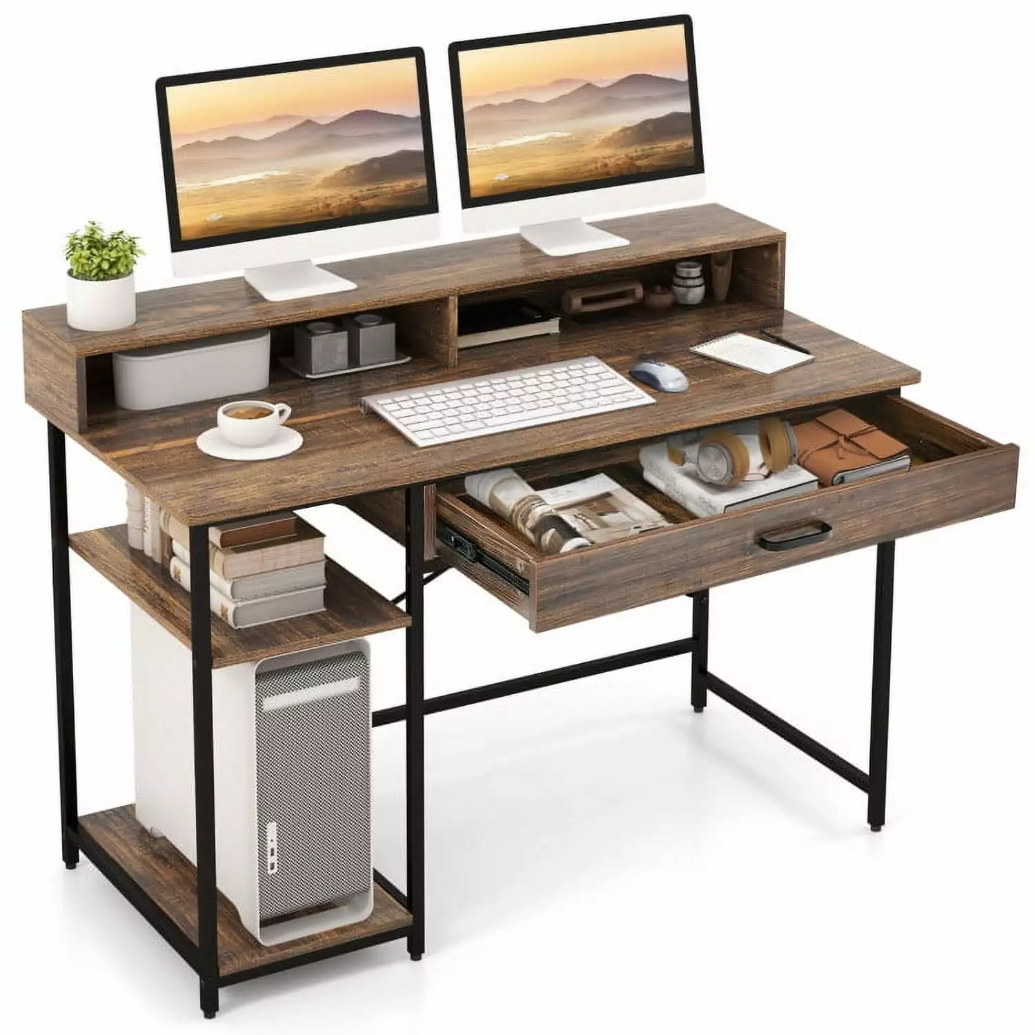 Computer Desk Shelves Home Office or Study Room Fortumia.com