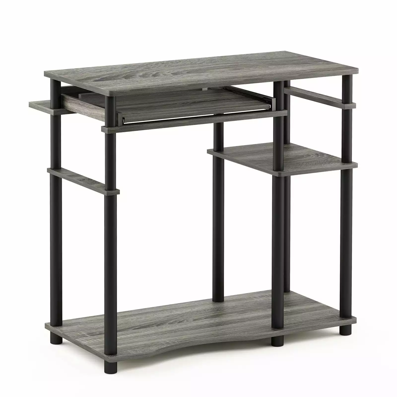 Furinno Abbott Wood Computer Desk Bookshelf French Oak Gray Black Home Office Furniture