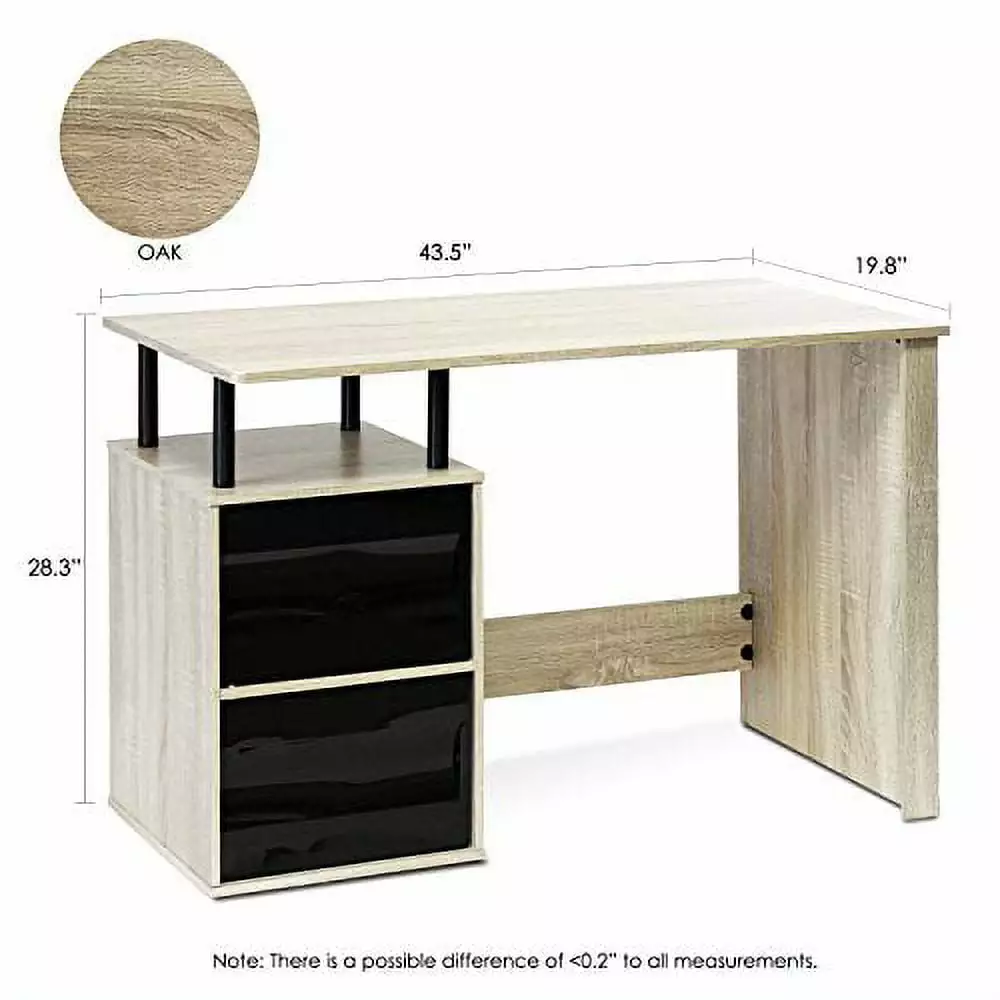 Furinno Ubah NT13008 No Tools Technique Contemporary Computer Desk Sonoma Oak and Black