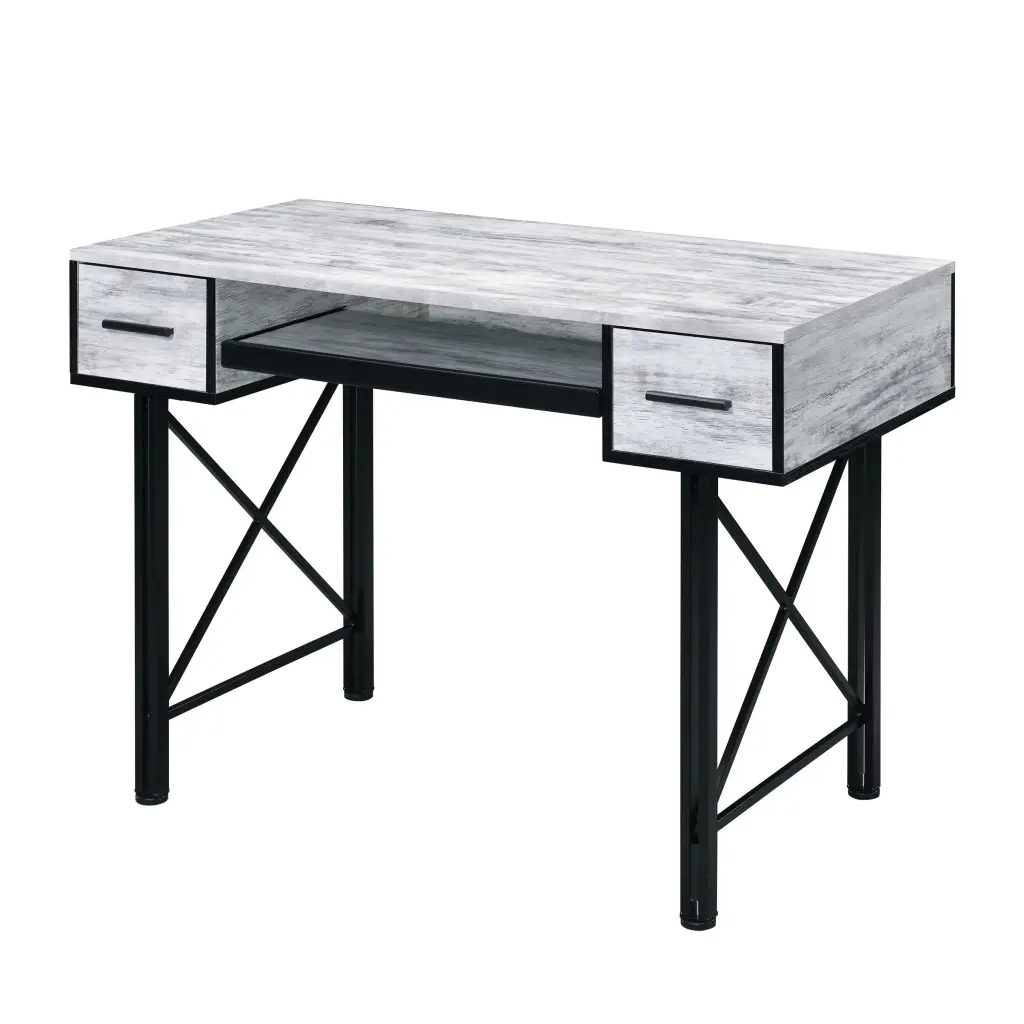 Antique White And Black Computer Desk Keyboard Tray Modern Home Office Desk furniture max