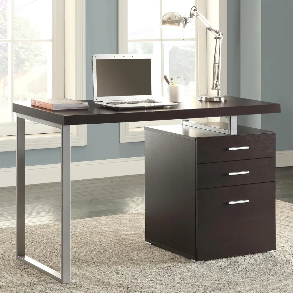 Cappuccino 3 Drawer Reversible Office Desk Brown Computer Desk furniture max