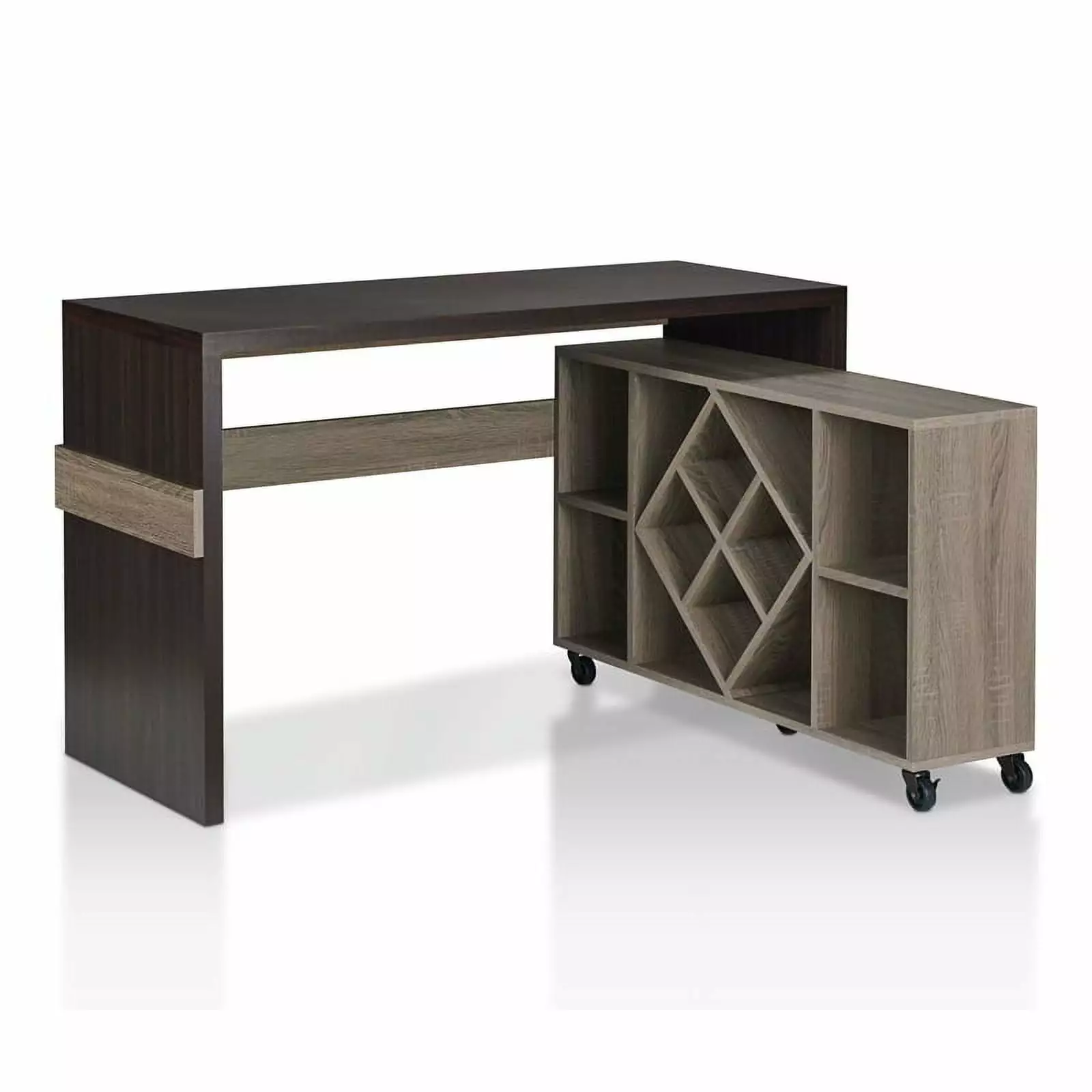 FOA Minshew Solid Wood 2-Piece Convertible Desk Bookcase Set Brown Furniture of America